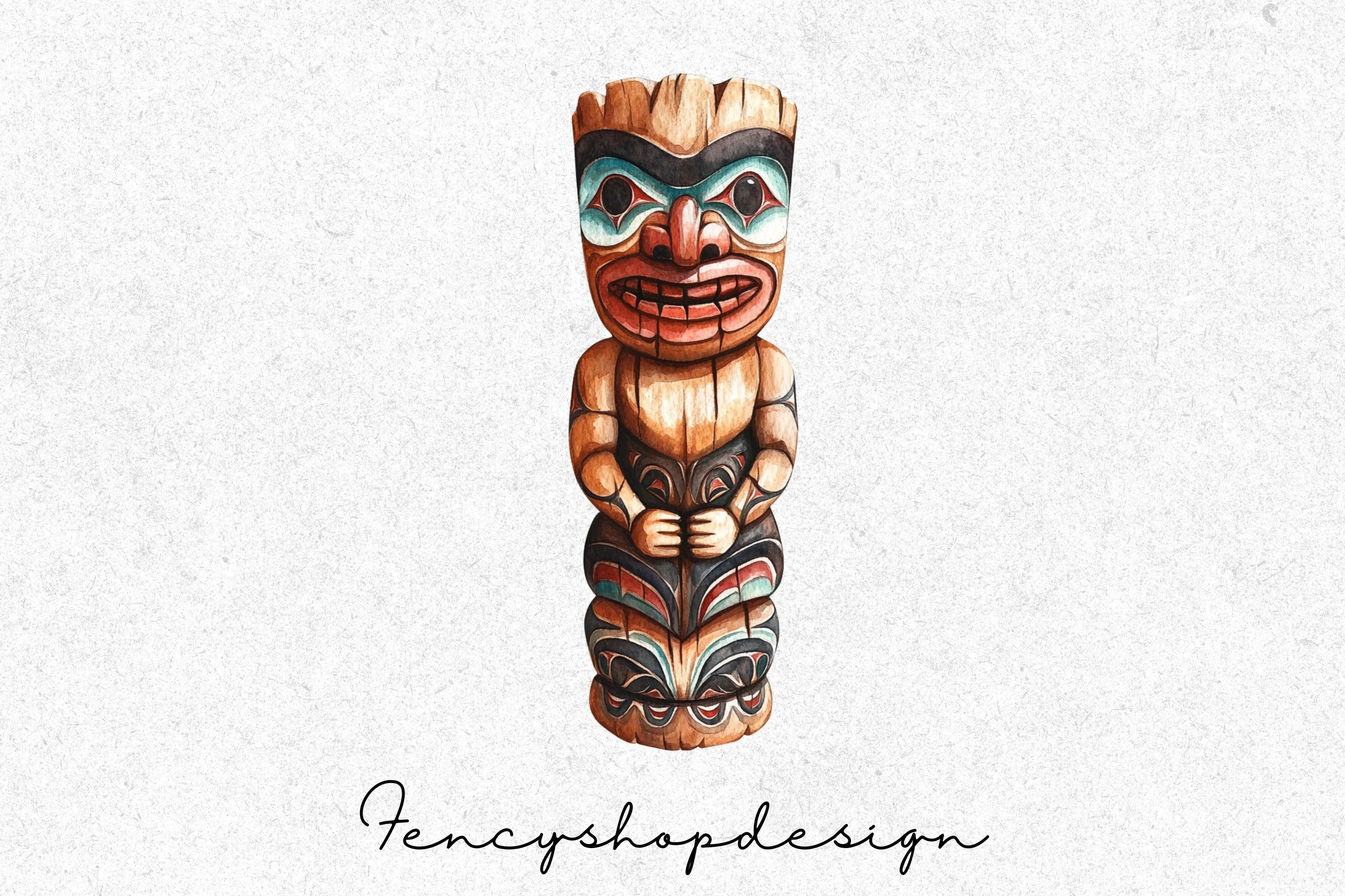 Vibrant Totem Pole Cultural Designs Clipart Bundle