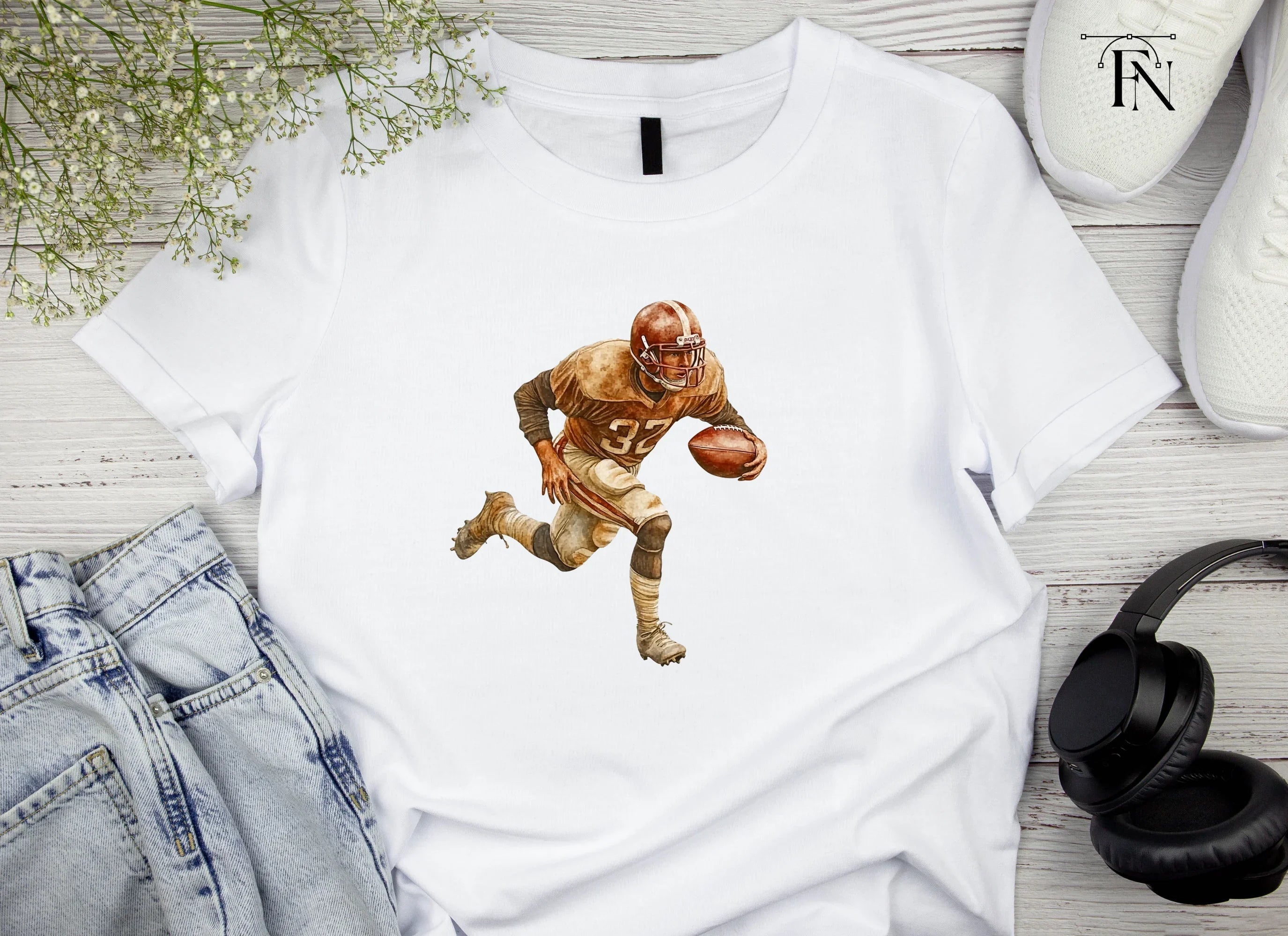 Retro Football Running Back Clipart Bundle