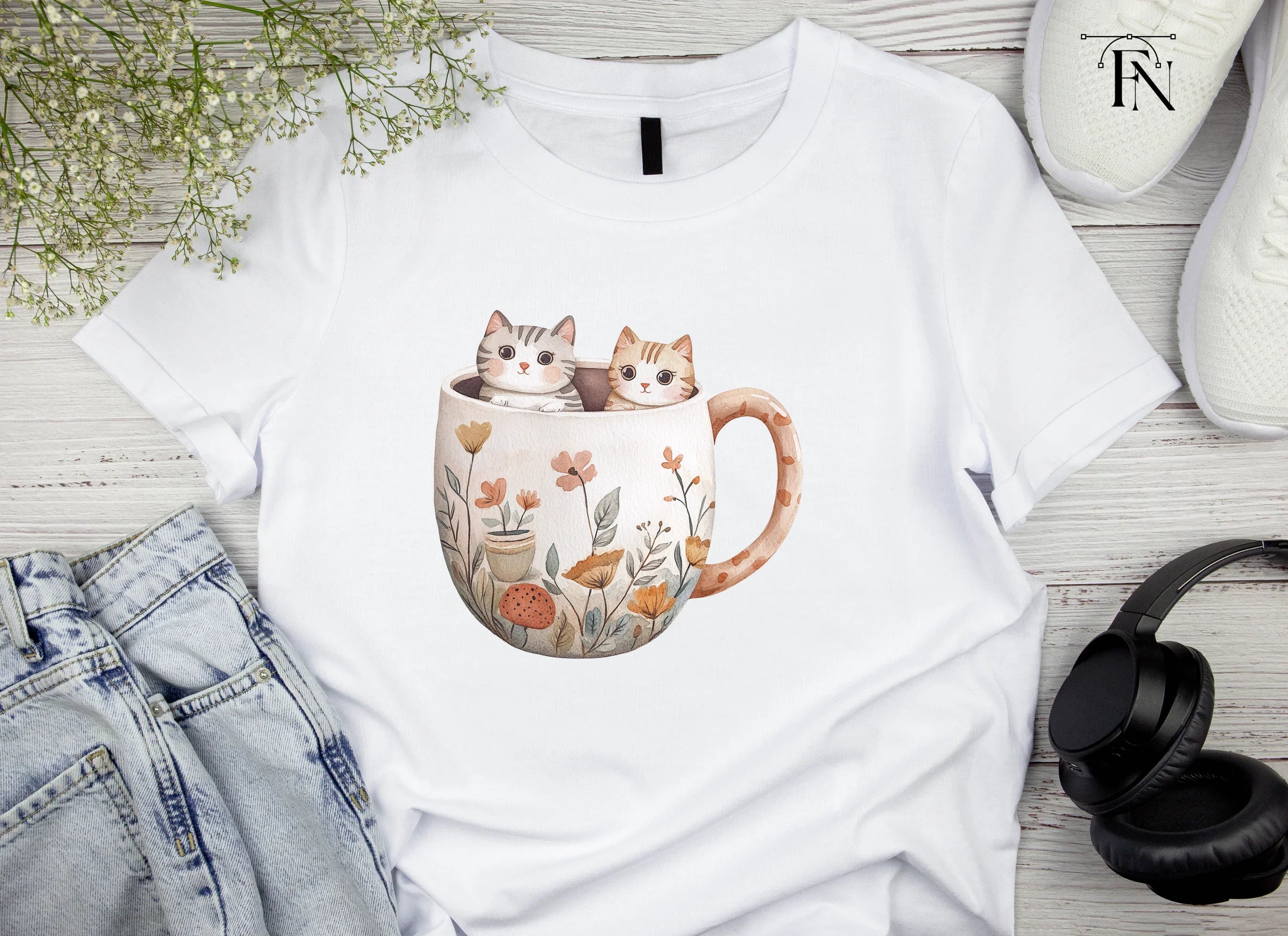 Kittens in Mugs Clipart Bundle