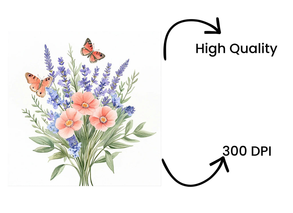 Lavender Butterfly Clipart Bundle
