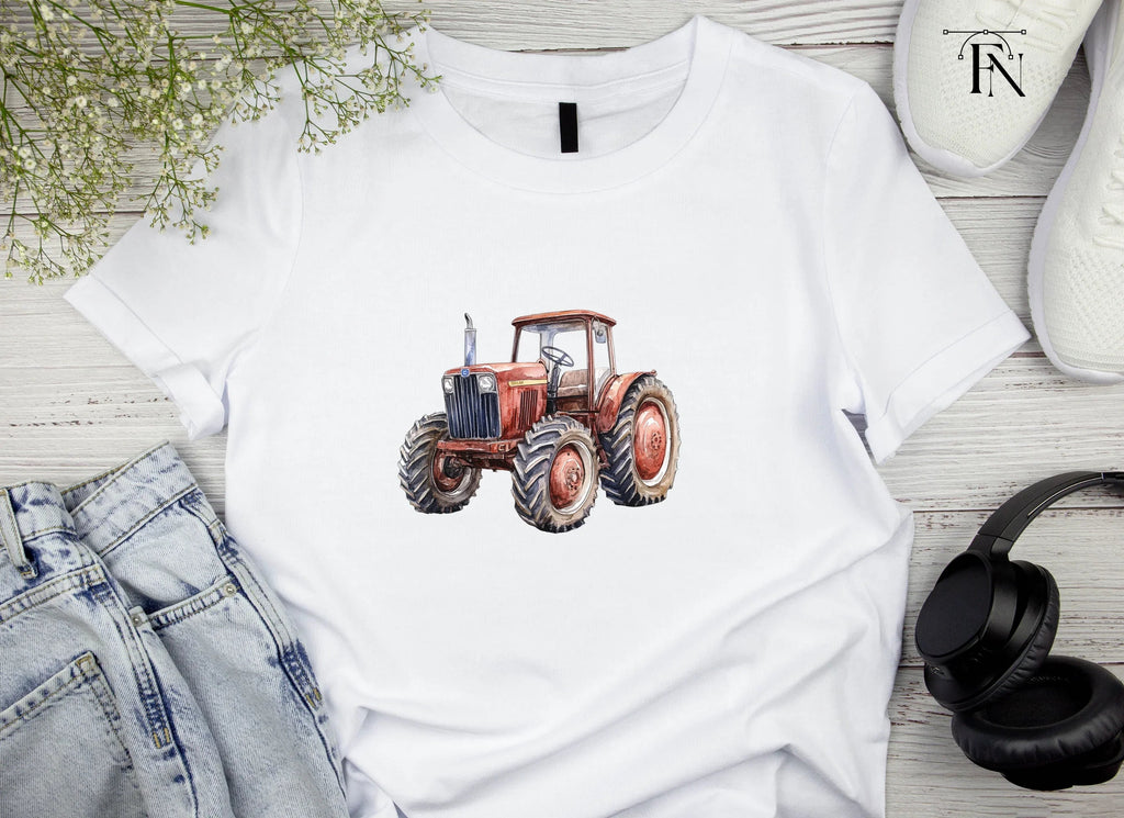 Red Farm Tractor Clipart Bundle