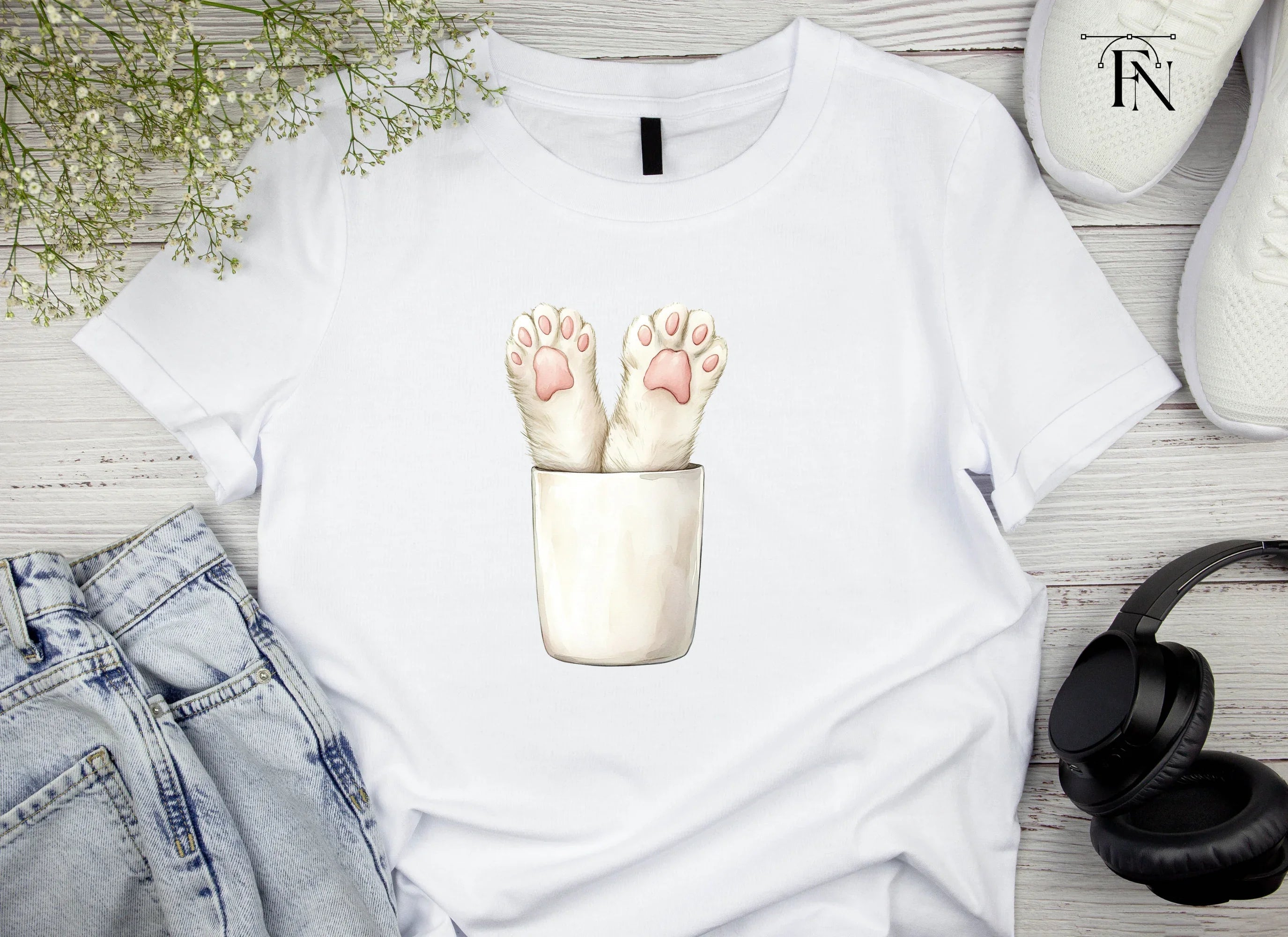 Cute Cat Paws in Cup Clipart Bundle