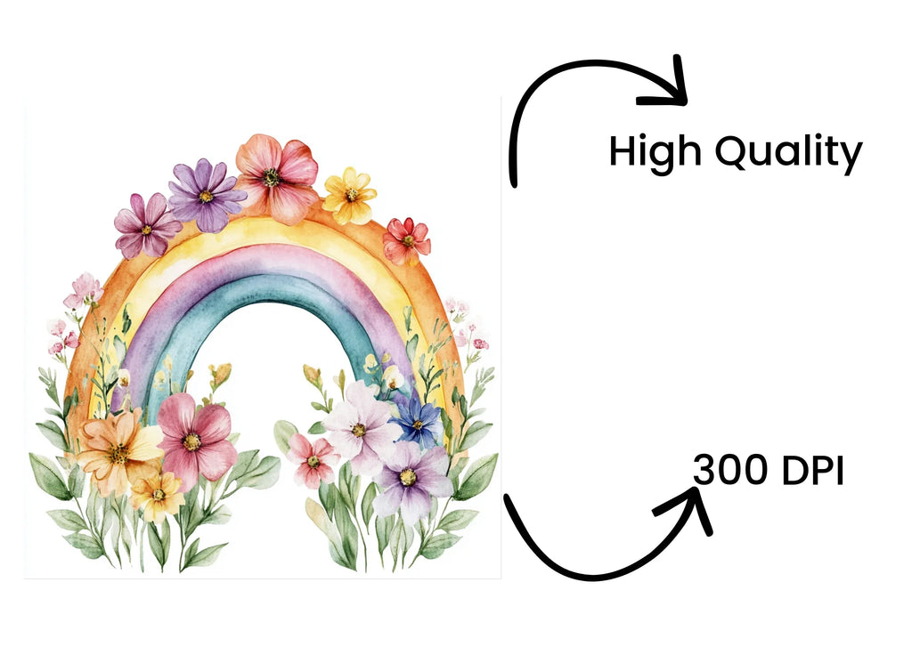 Rainbow and Floral Clipart Bundle