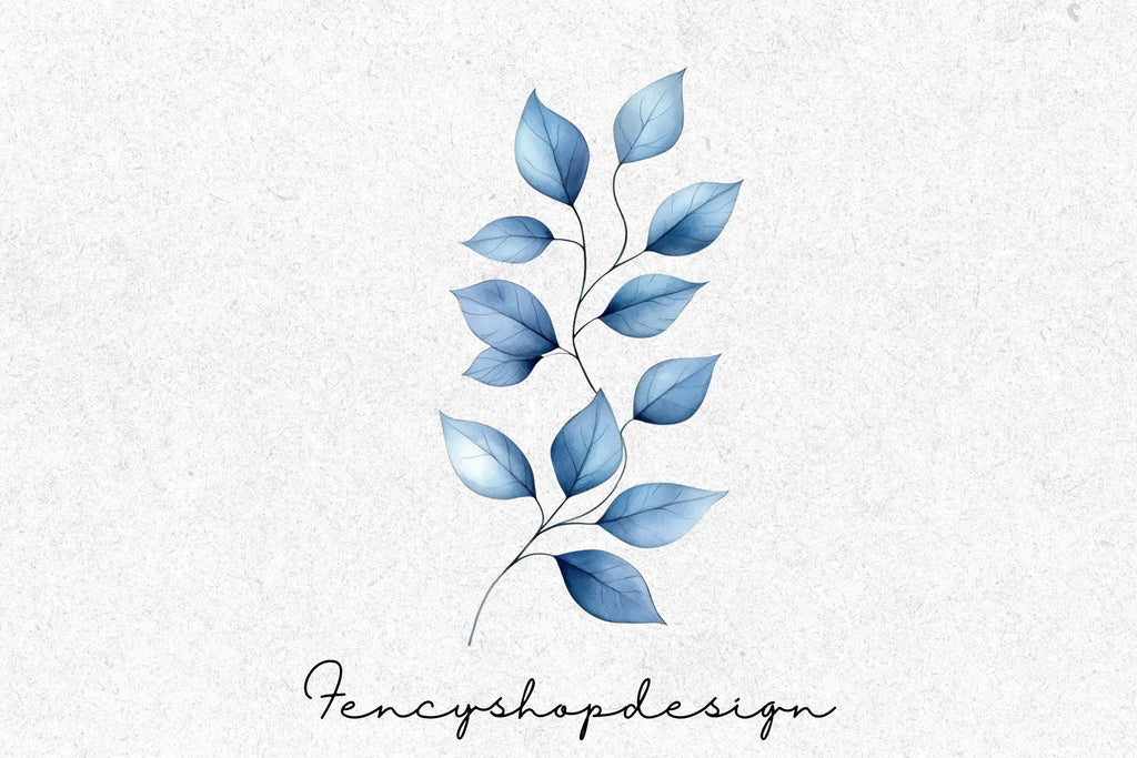 Blue Floral Clipart Bundle