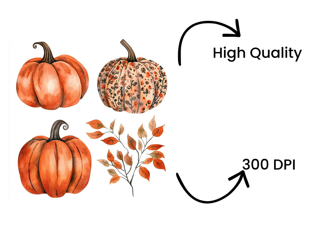 Rustic Fall Pumpkin Leaves Clipart Bundle