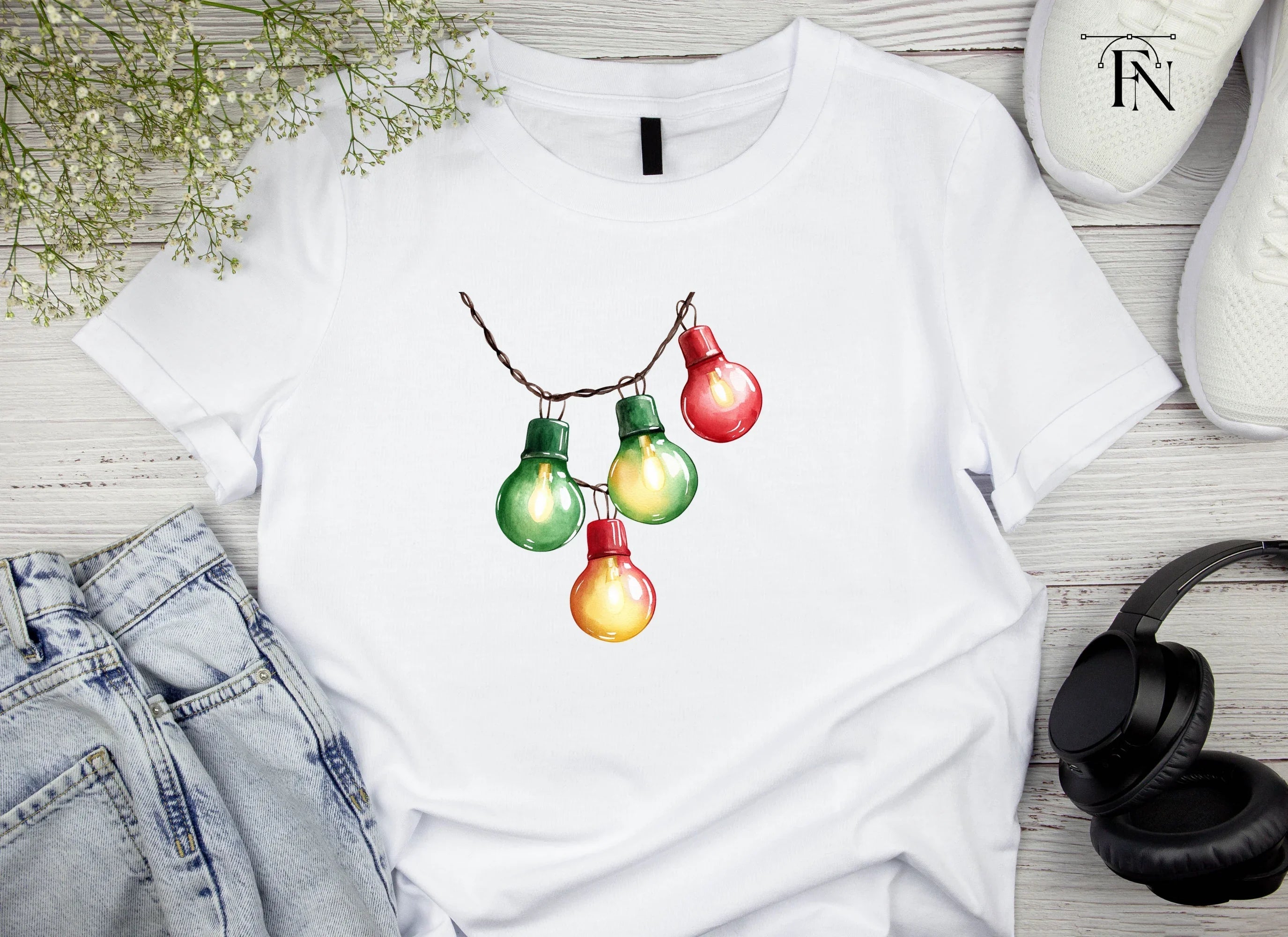 Colorful String Lights Clipart Bundle