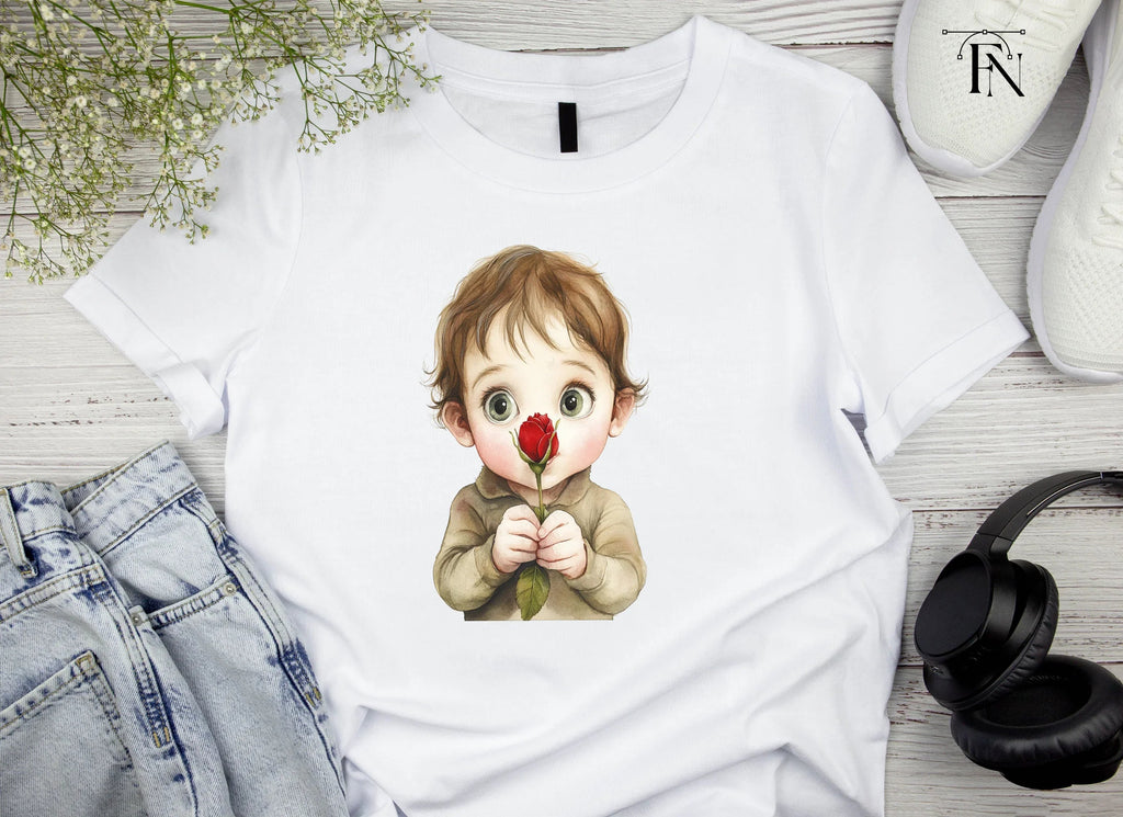 Cute Babies with Red Roses Clipart Bundle