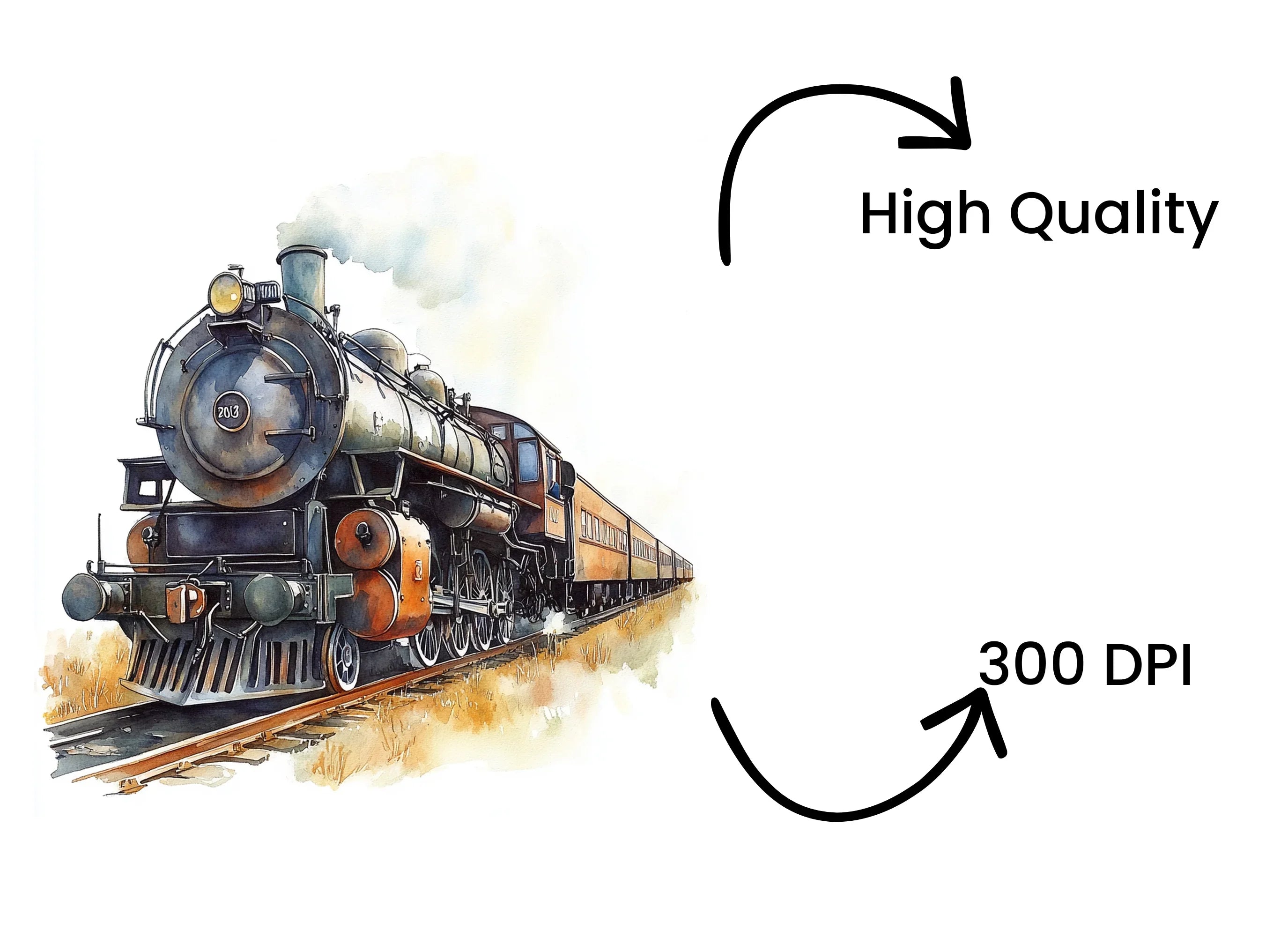 Vintage Steam Train Clipart Bundle