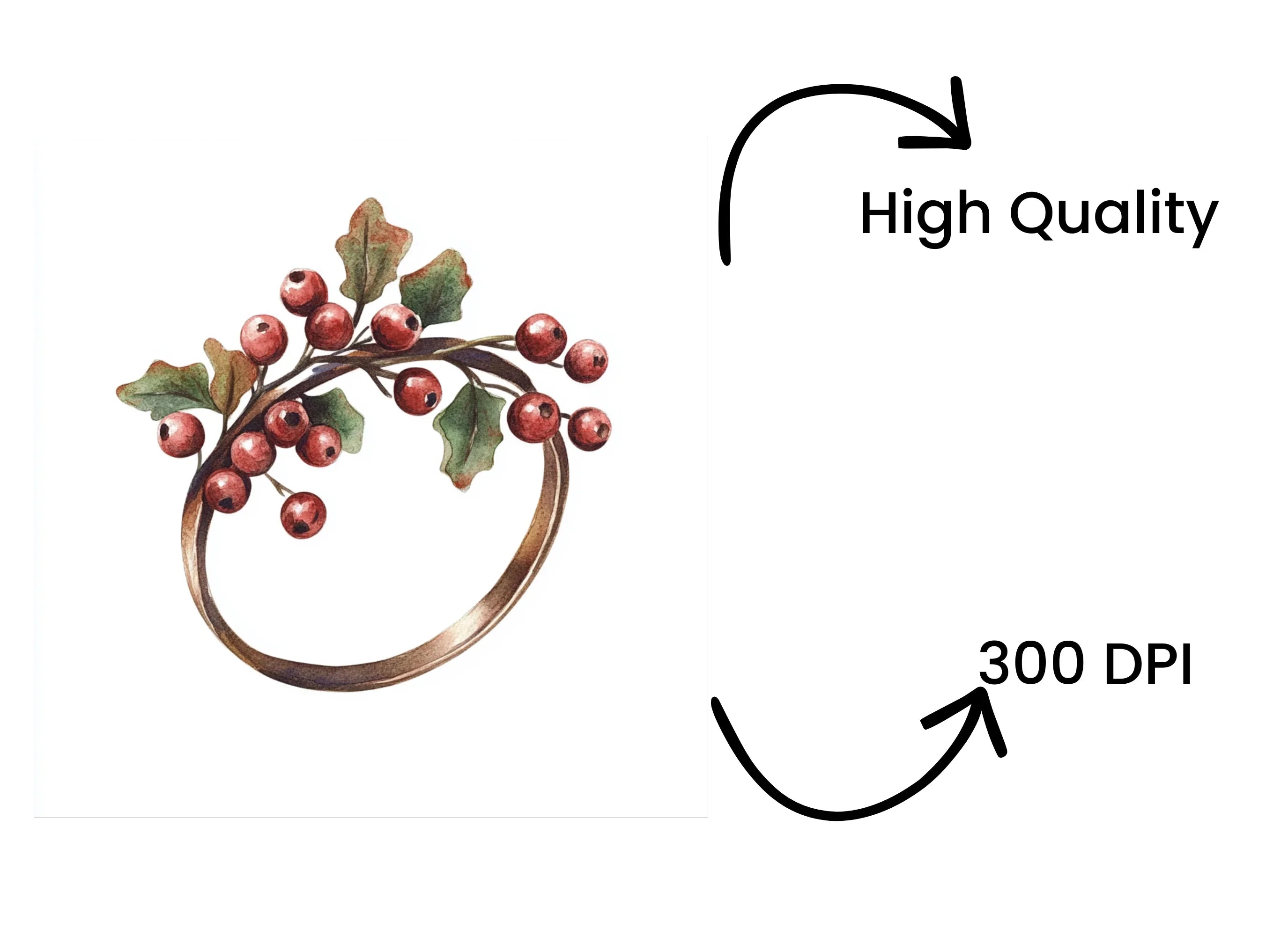 Red Berry Wreaths Clipart Bundle