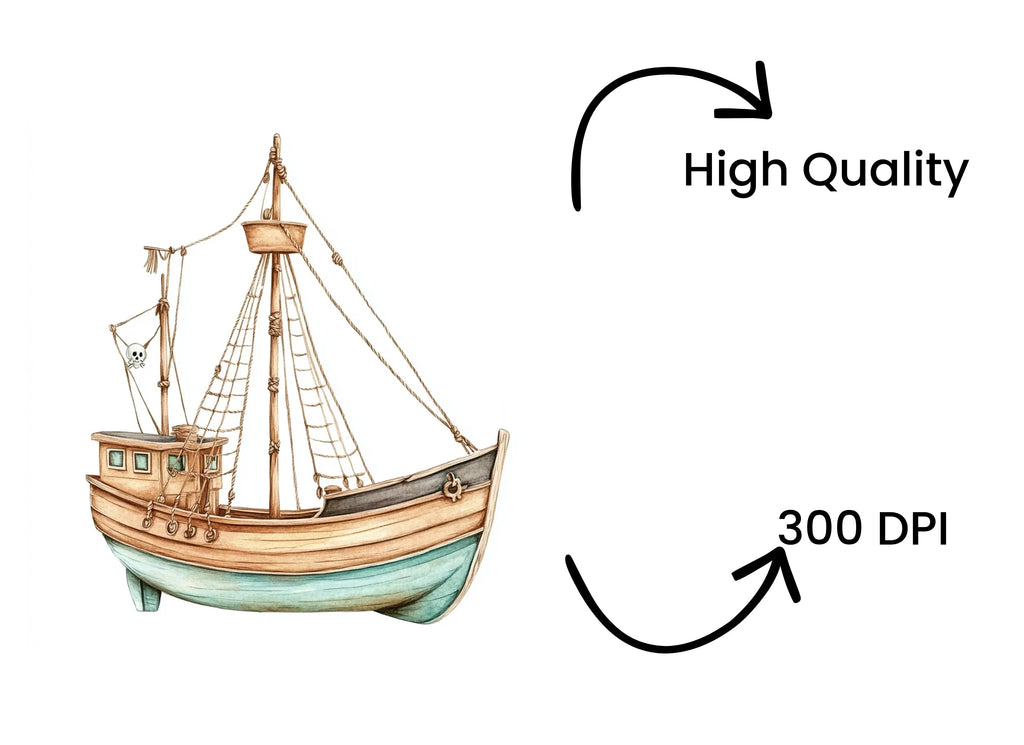 Vintage Pirate Ships Clipart Bundle