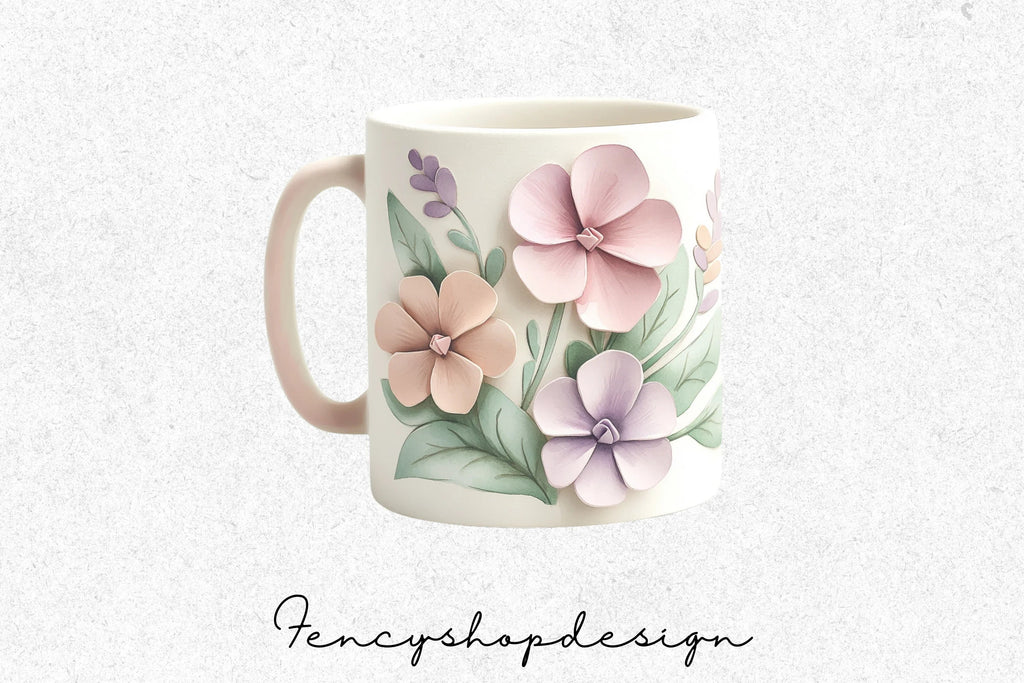 Floral Mugs Clipart Bundle