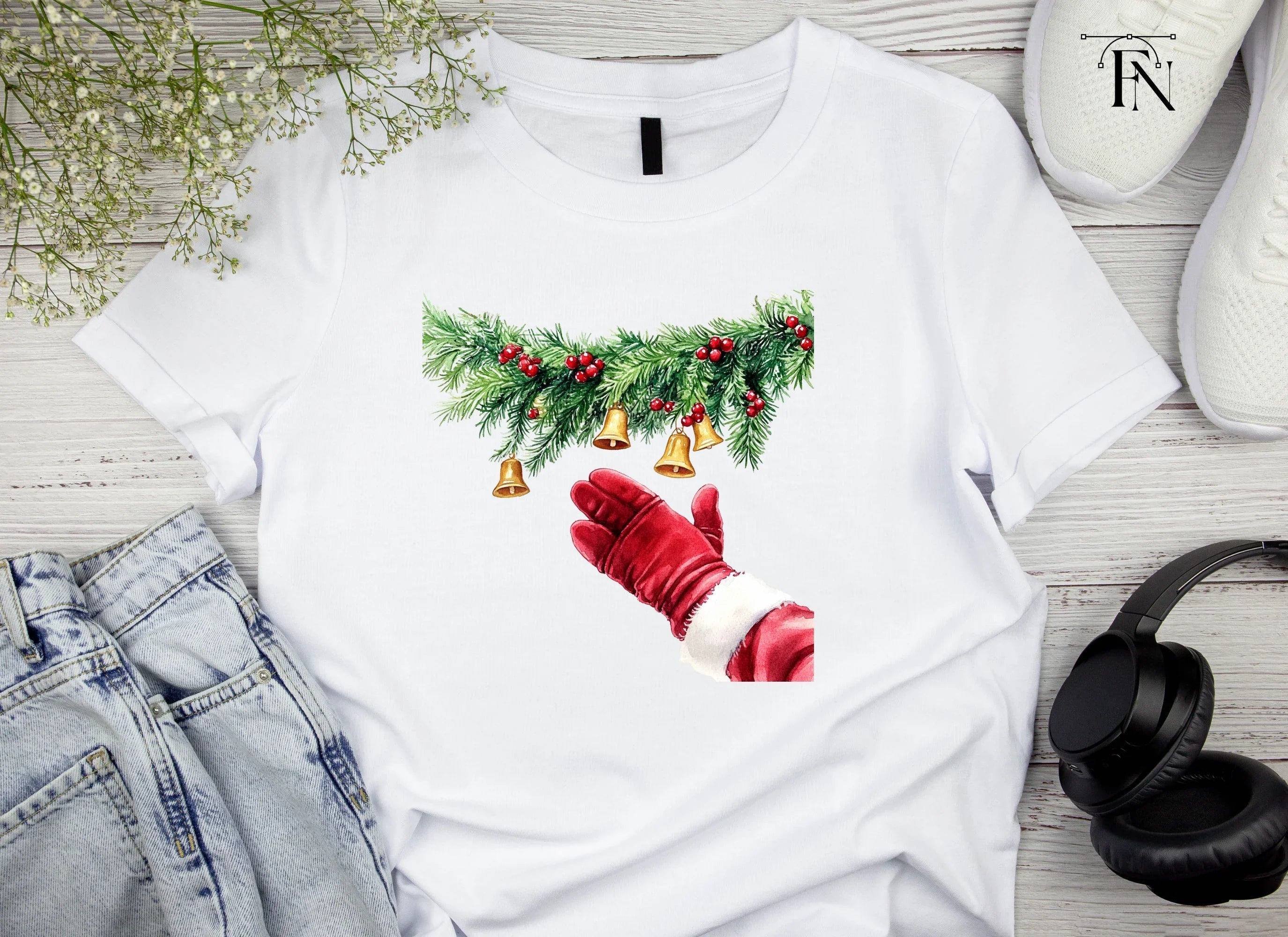 Christmas Garland Santa Hands Clipart Bundle