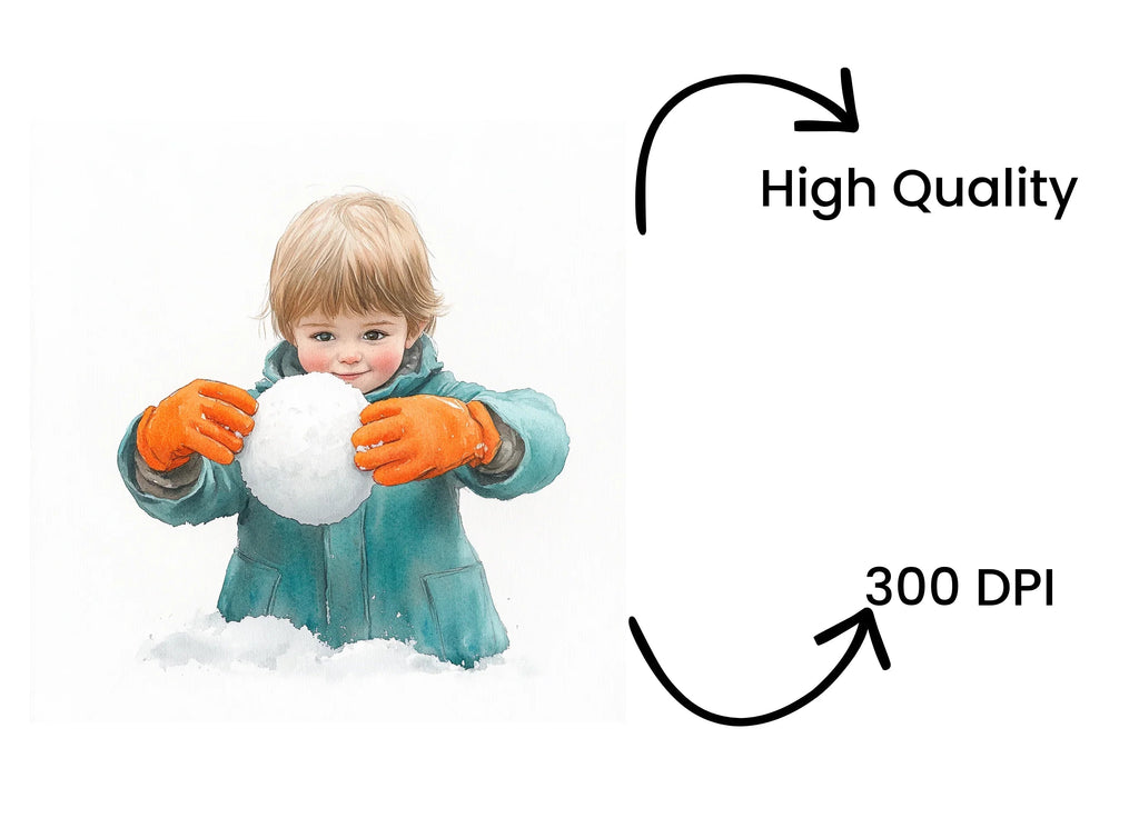 Adorable Toddlers Making Snowballs Clipart Bundle