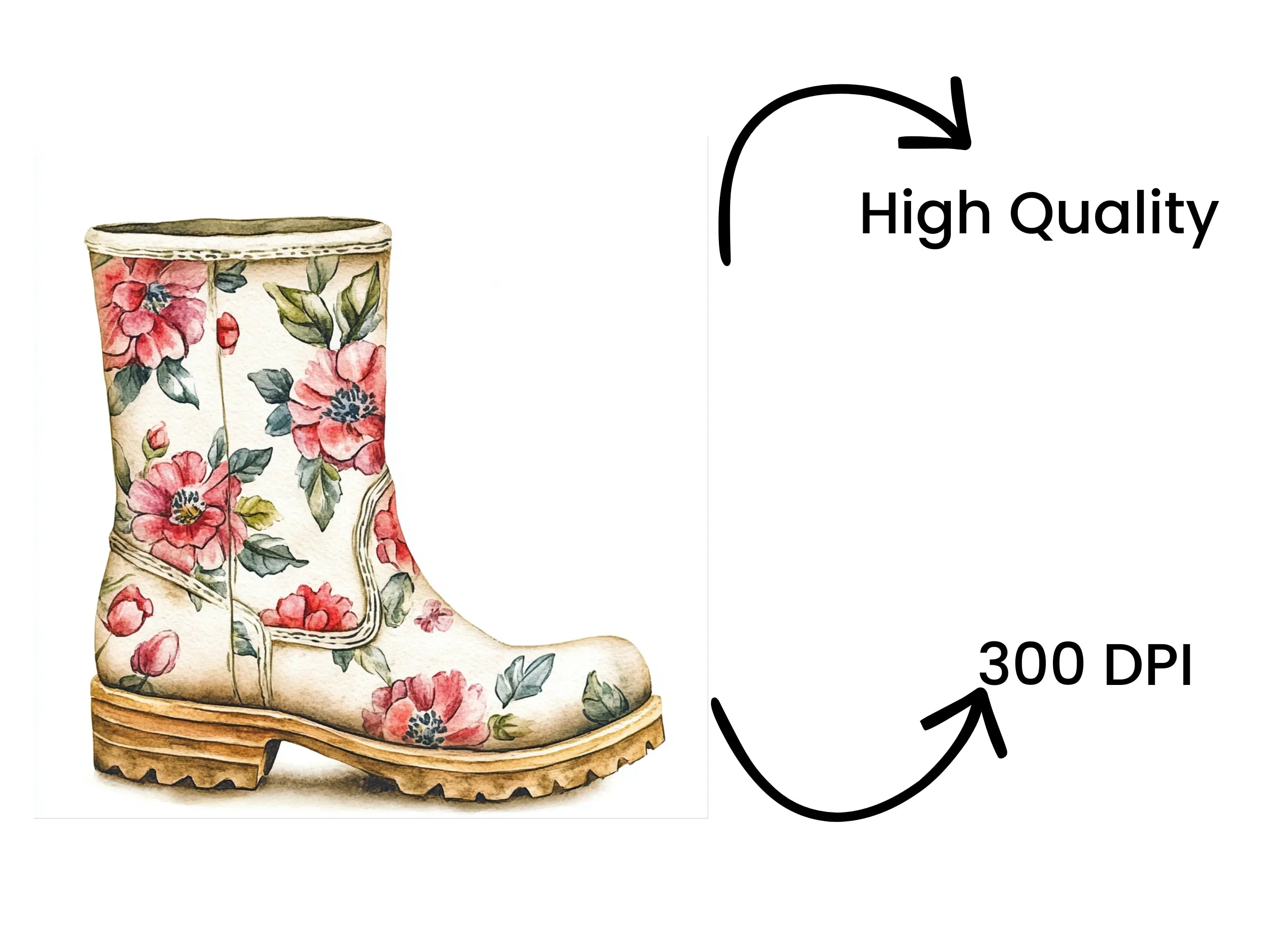 Floral Boots Clipart Bundle