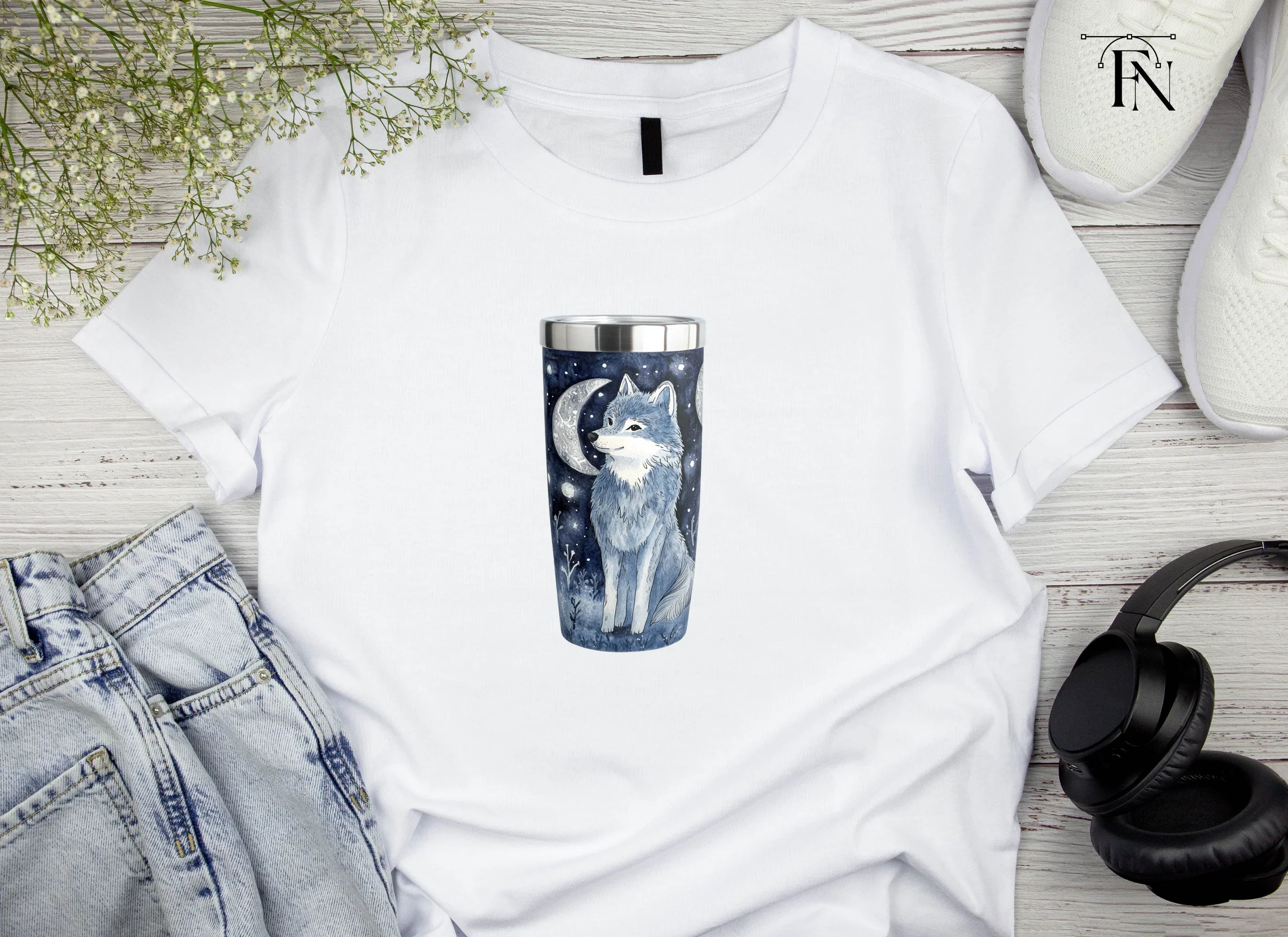 Mystical Wolf Moon Tumbler Clipart Bundle