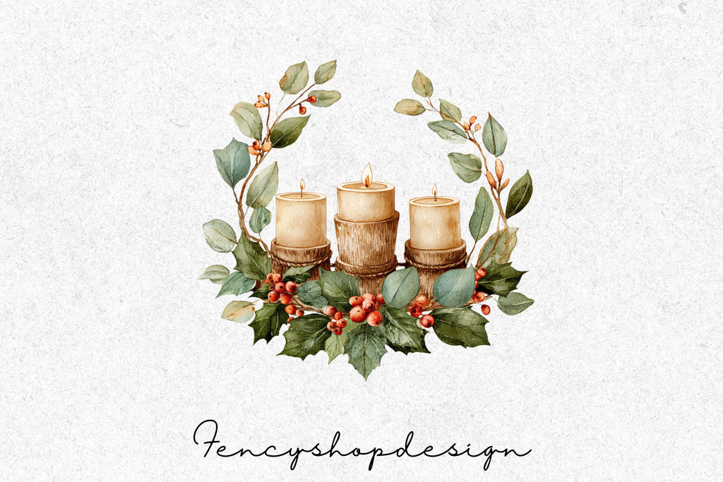 Christmas Advent Wreath Clipart Bundle
