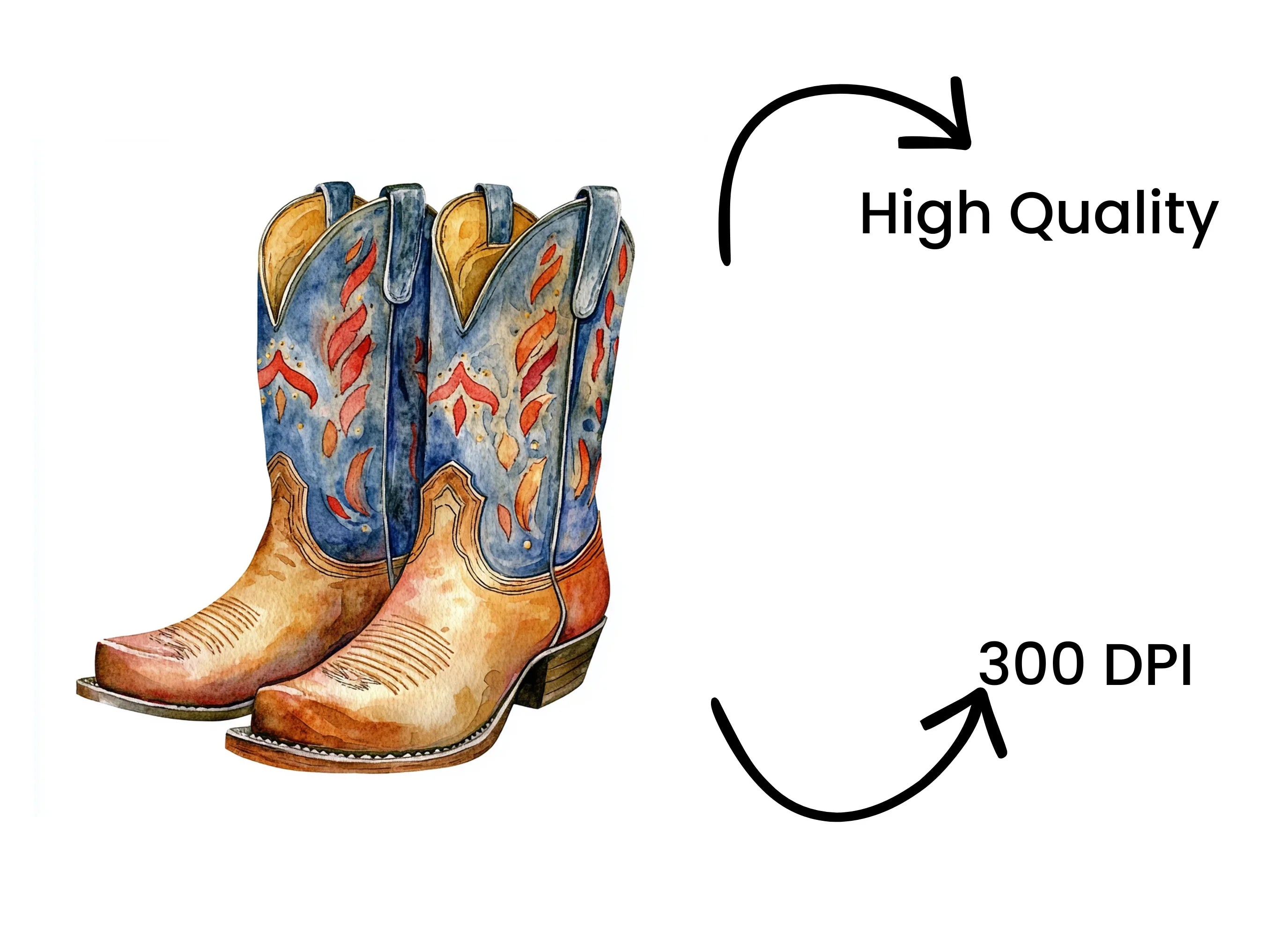 Rustic Cowboy Boots Clipart Bundle