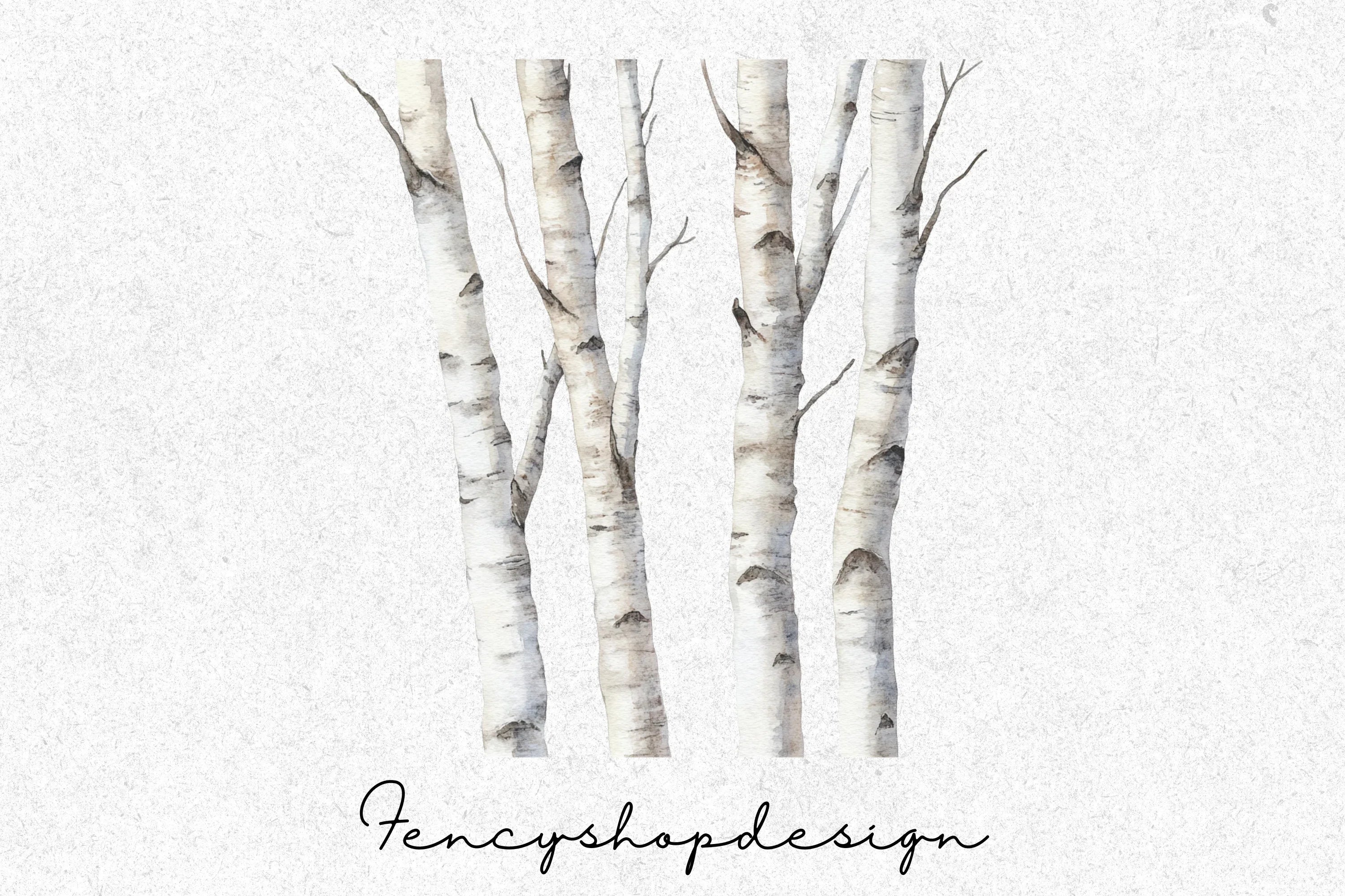 Birch Trees Forest Clipart Bundle