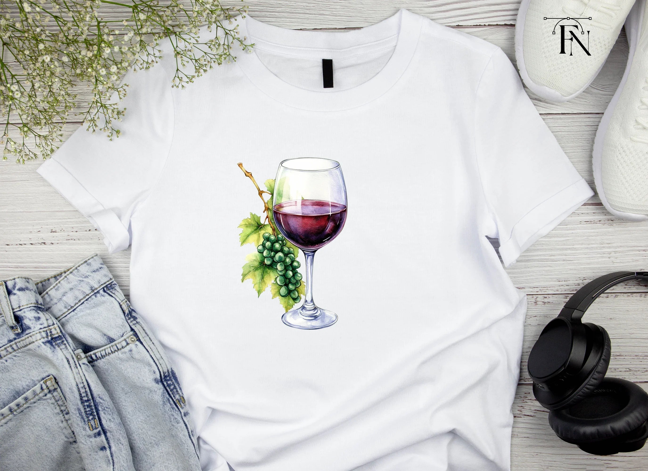 Elegant Wine Glasses with Grapes Clipart Bundle
