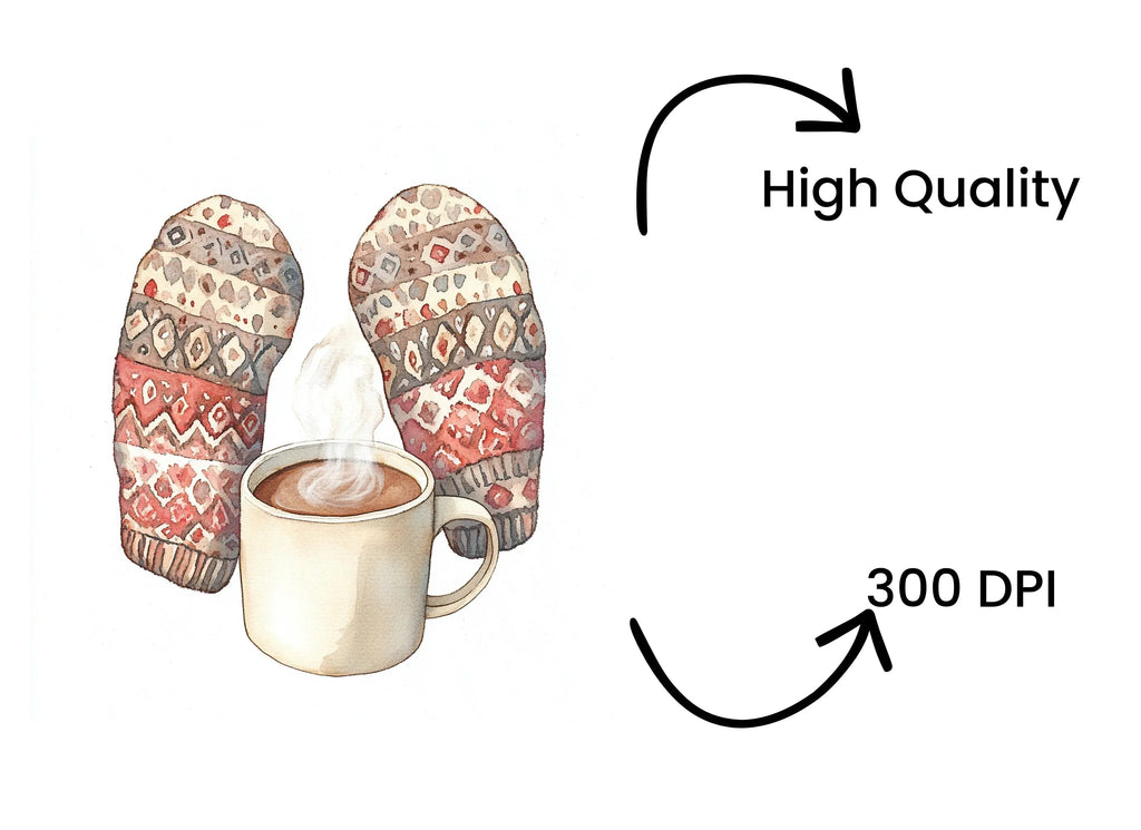 Cozy Winter Mittens and Hot Cocoa Clipart Bundle