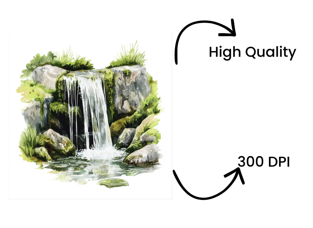 Rustic Waterfall Clipart Bundle