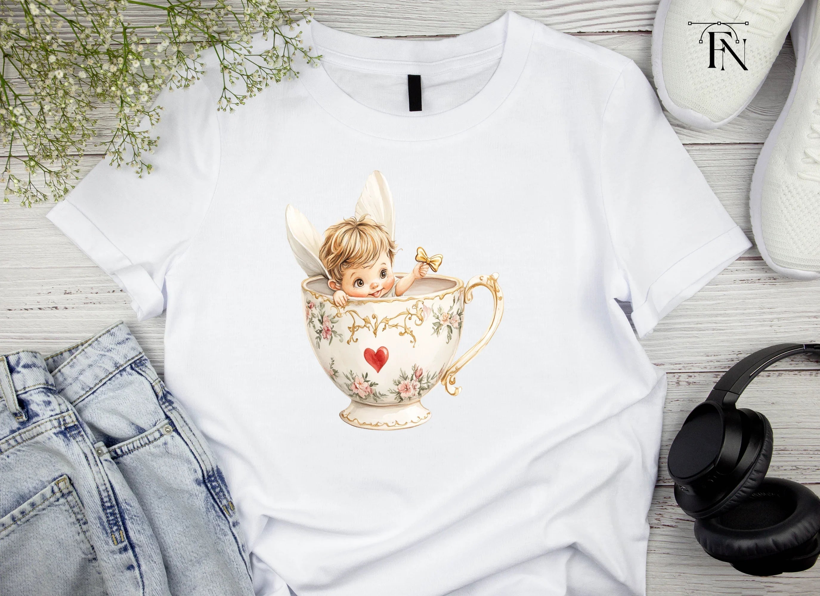 Cute Cherubs in Teacups Clipart Bundle