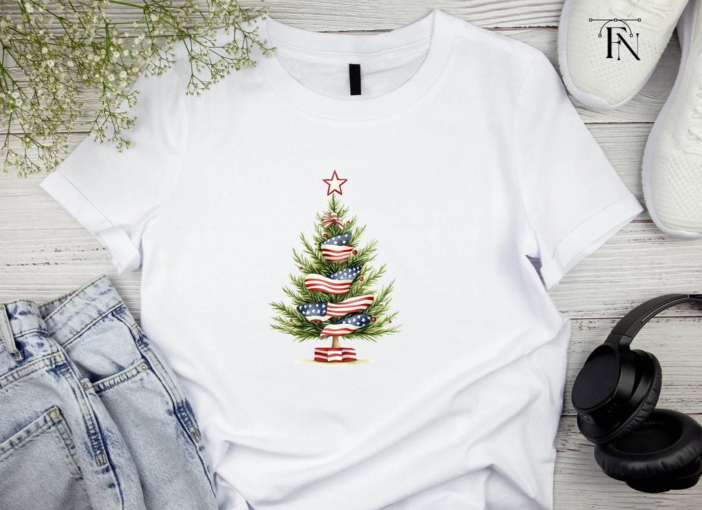 Patriotic Christmas Tree Clipart Bundle