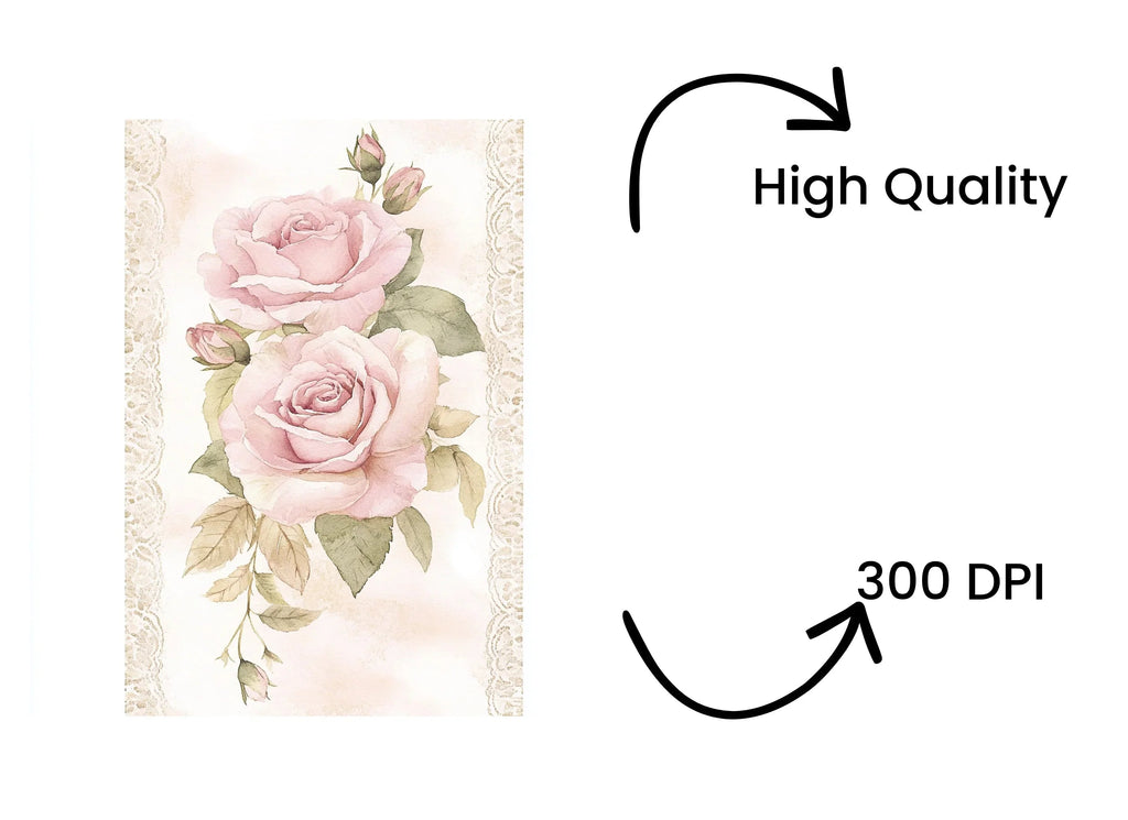 Elegant Pink Rose Clipart Bundle
