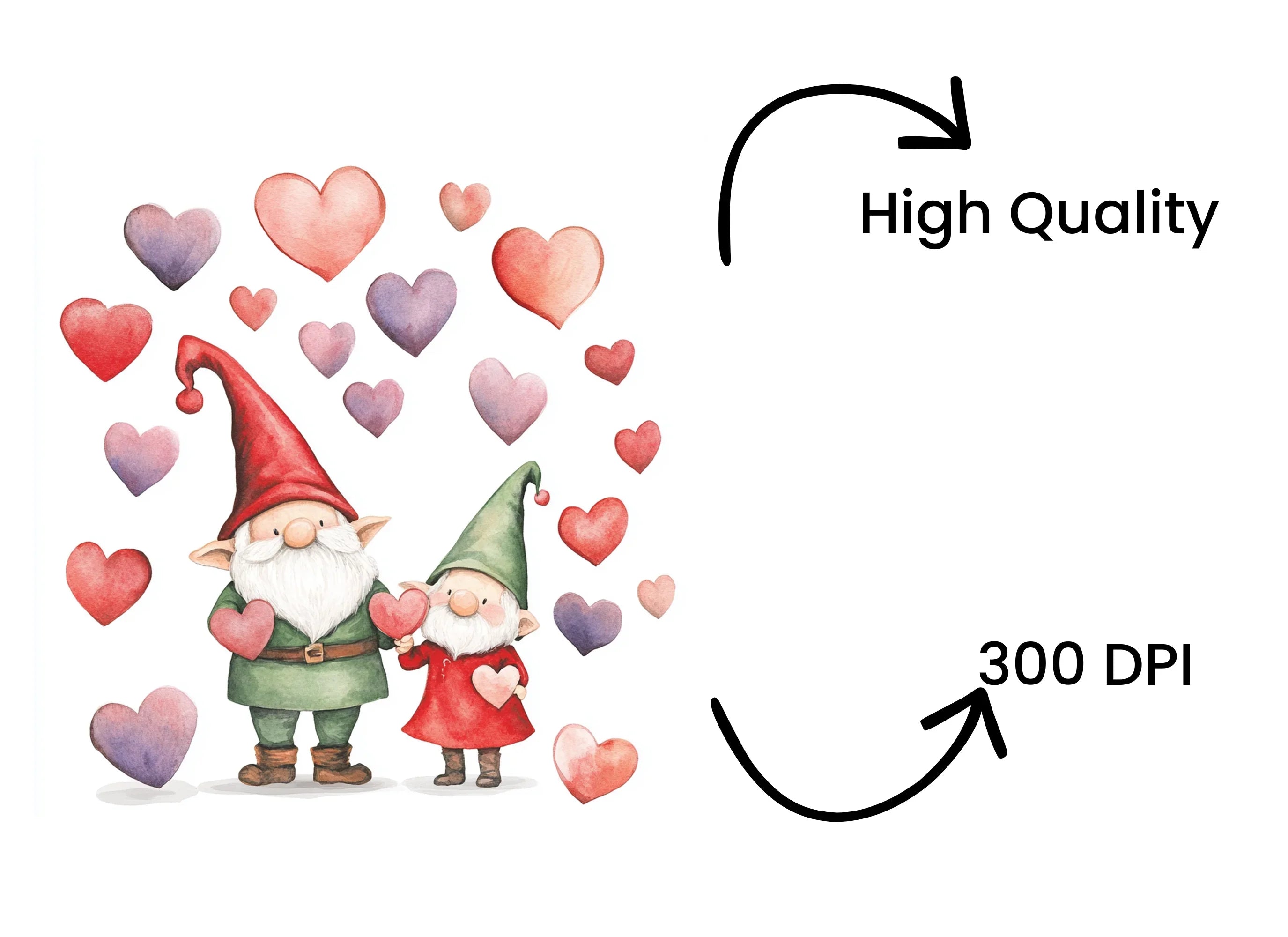 Cute Valentine Gnomes Clipart Bundle