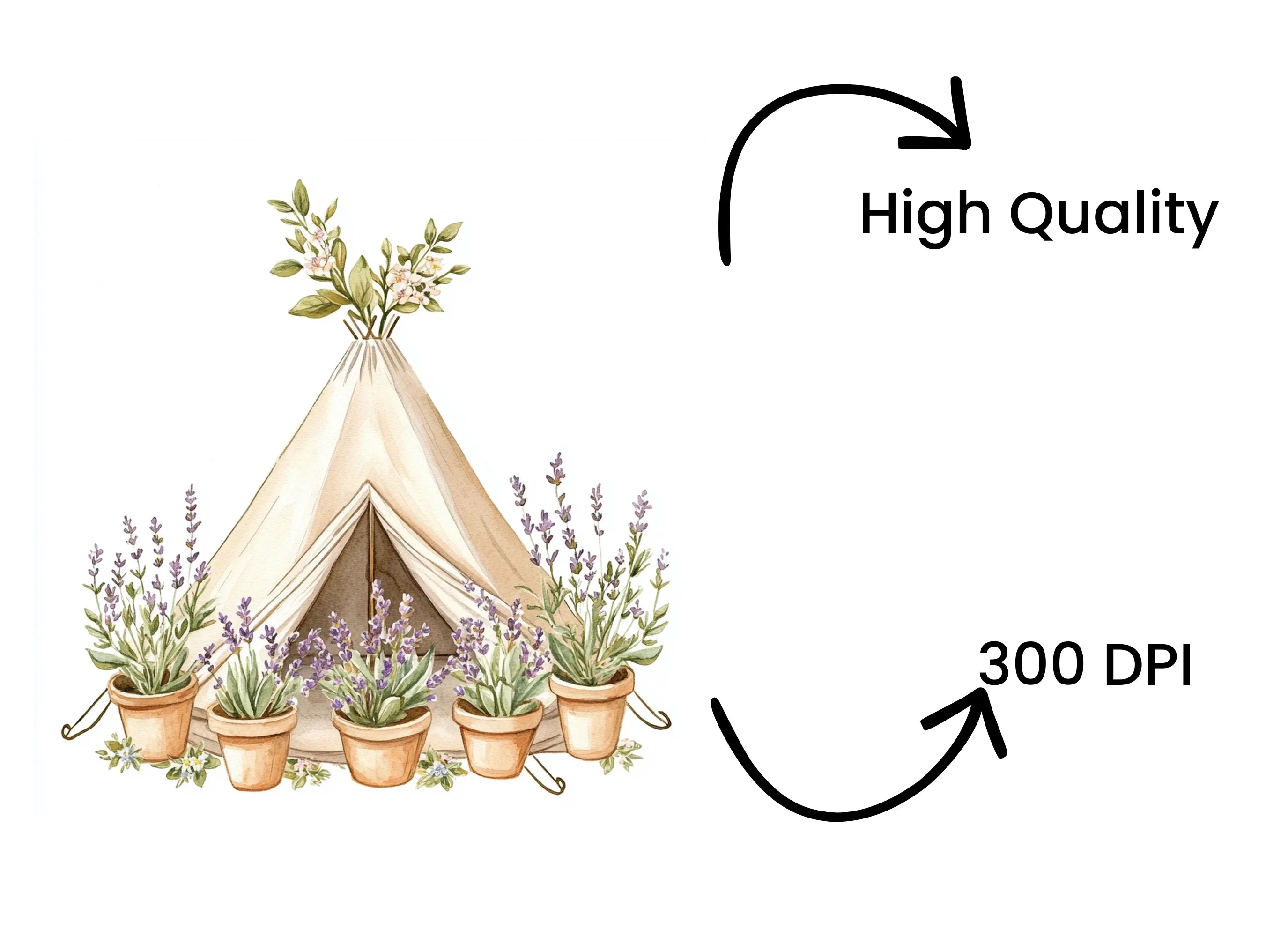 Boho Teepee Lavender Clipart Bundle