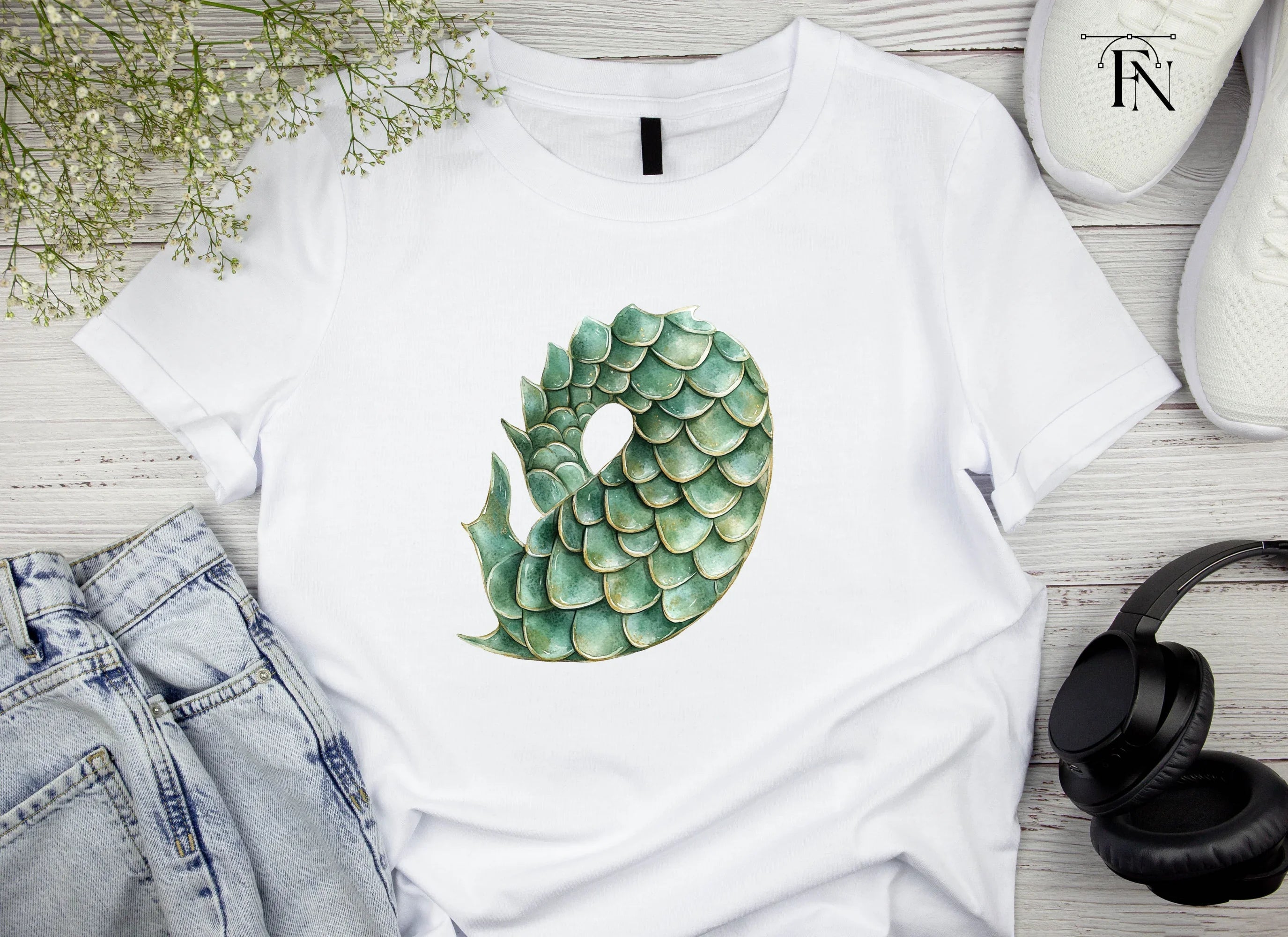 Green Dragon Scales Clipart Bundle