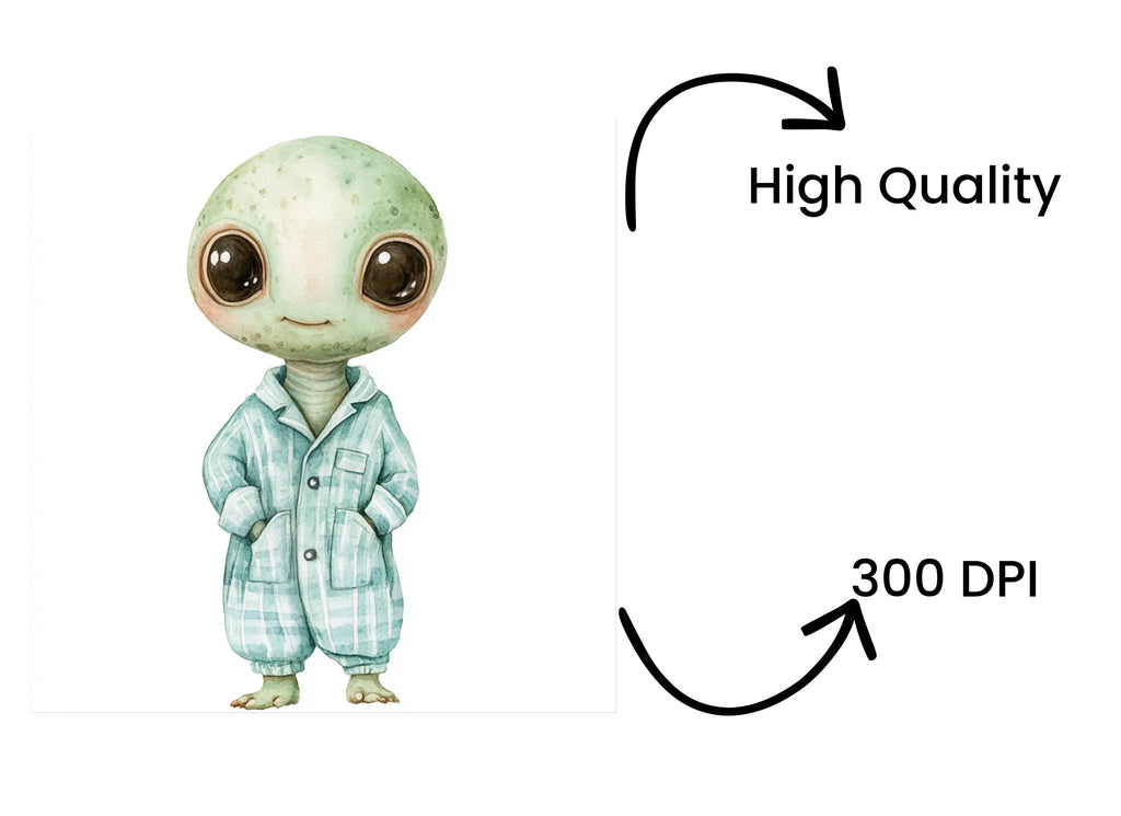 Cute Alien Babies in Pajamas Clipart Bundle