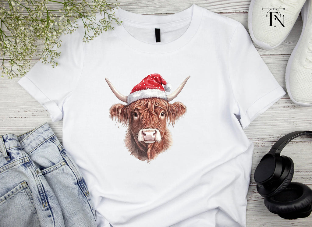 Highland Cow Christmas Santa Hats Clipart Bundle