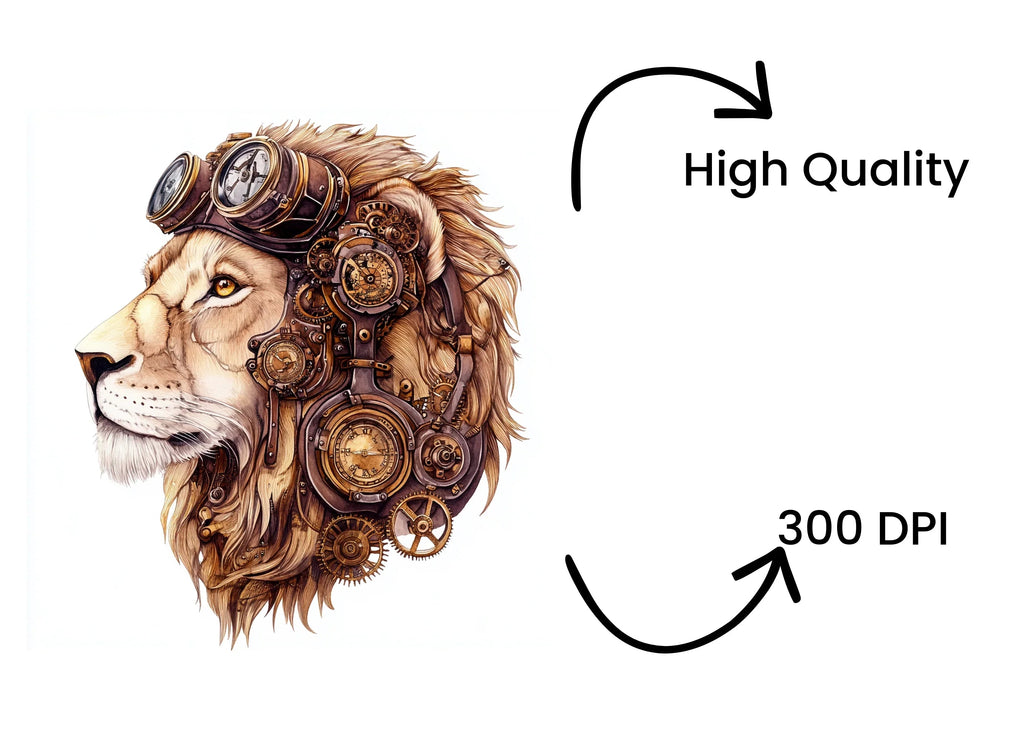 Steampunk Lion Heads Clipart Bundle