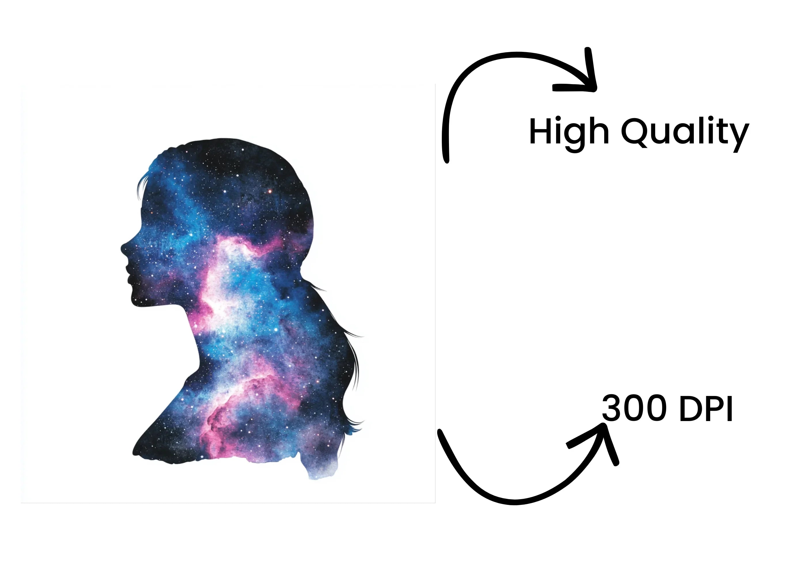 Galaxy Women Silhouettes Clipart Bundle