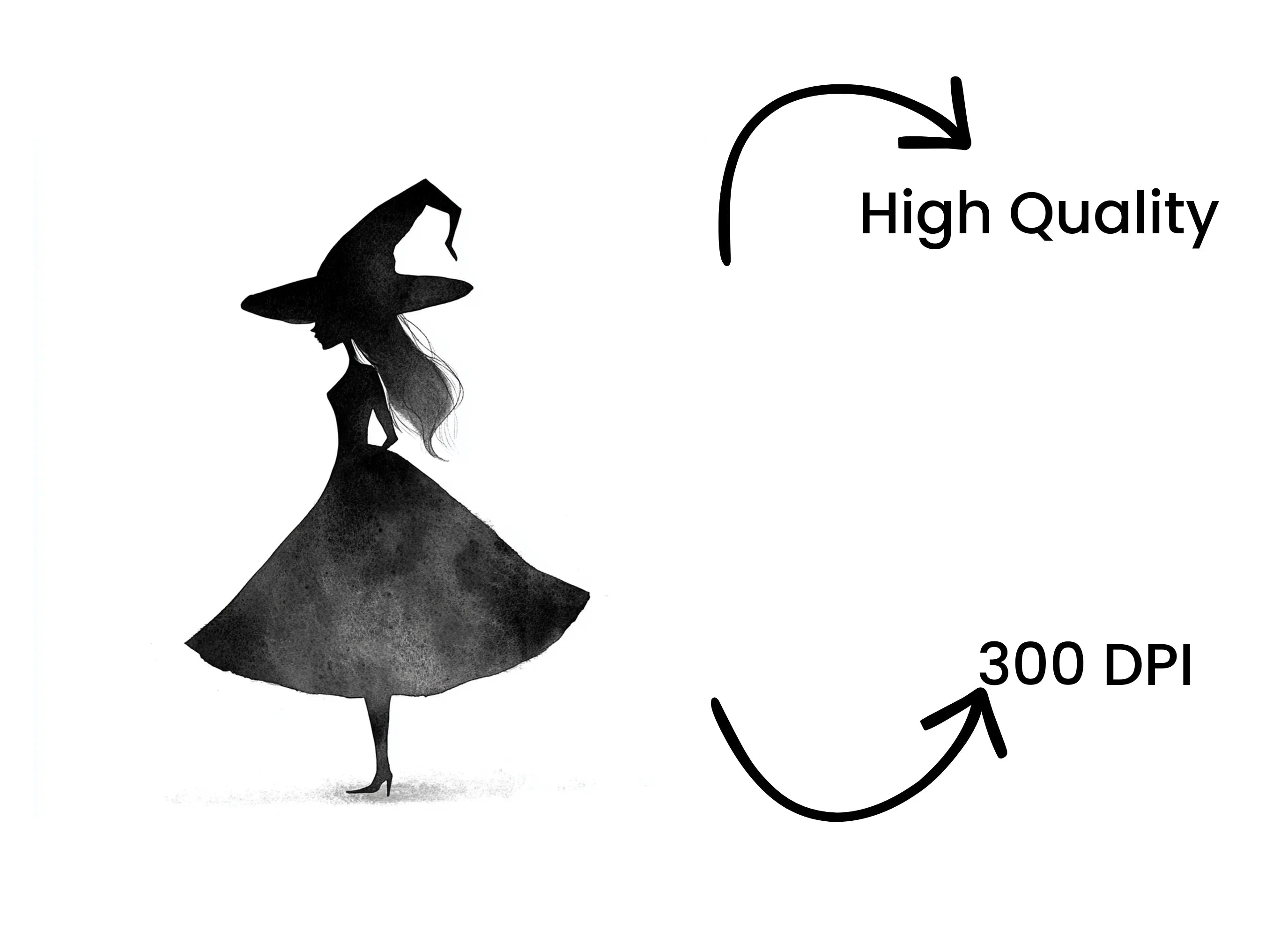 Elegant Witch Silhouette Clipart Bundle
