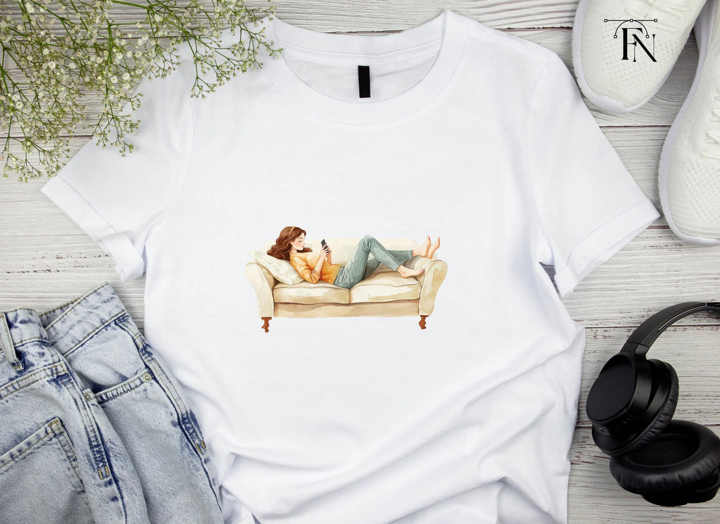 Relaxing on Sofa with Phone Clipart Bundle