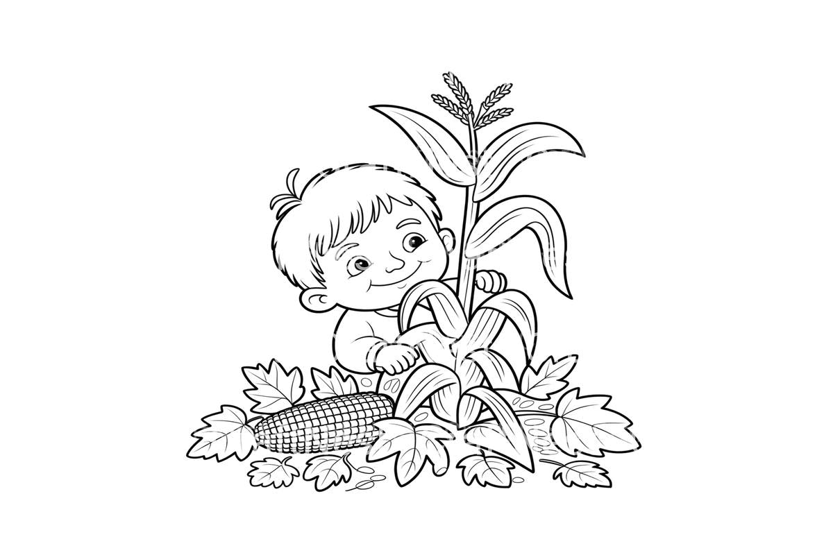 Kids Autumn Corn Harvest Coloring Books