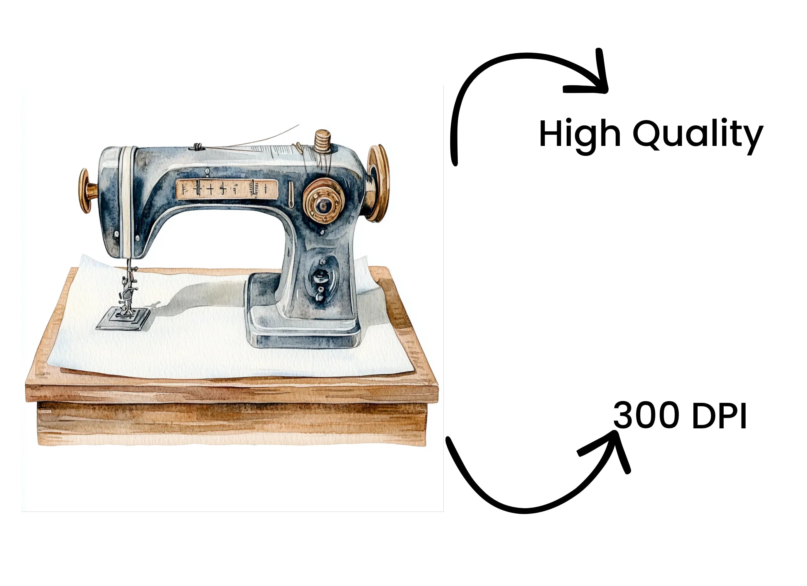 Vintage Sewing Machine Clipart Bundle