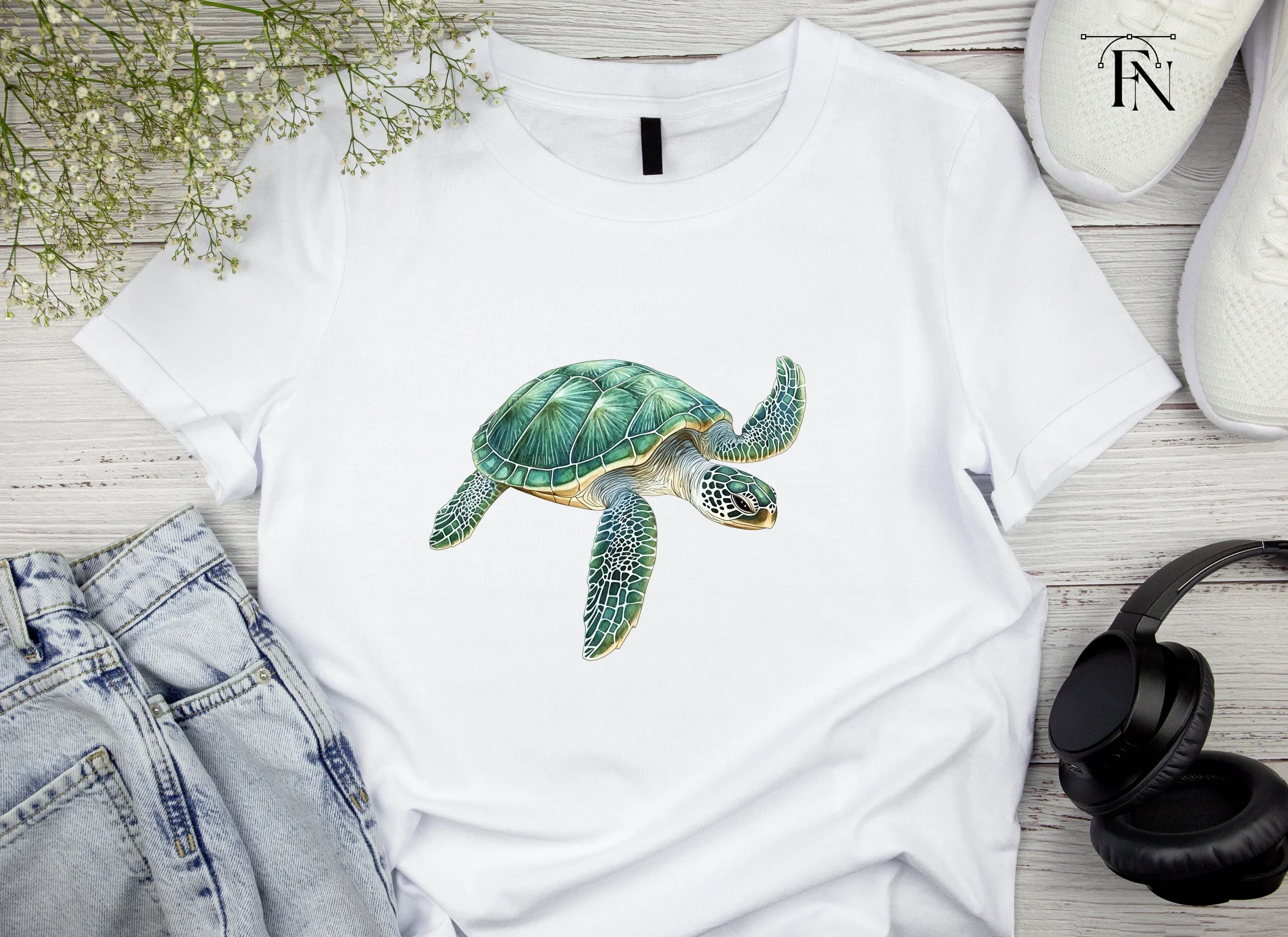 Oceanic Green Turtle Clipart Bundle