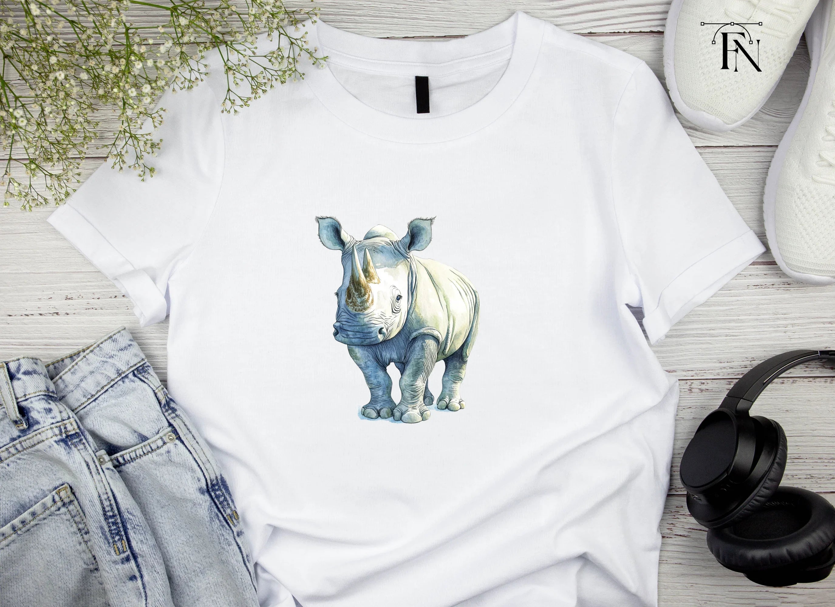 Cute Baby Rhino Clipart Bundle