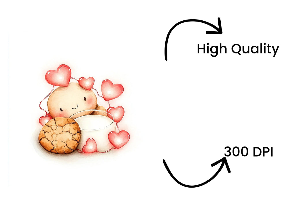 Cute Milk and Cookies Valentine Clipart Bundle