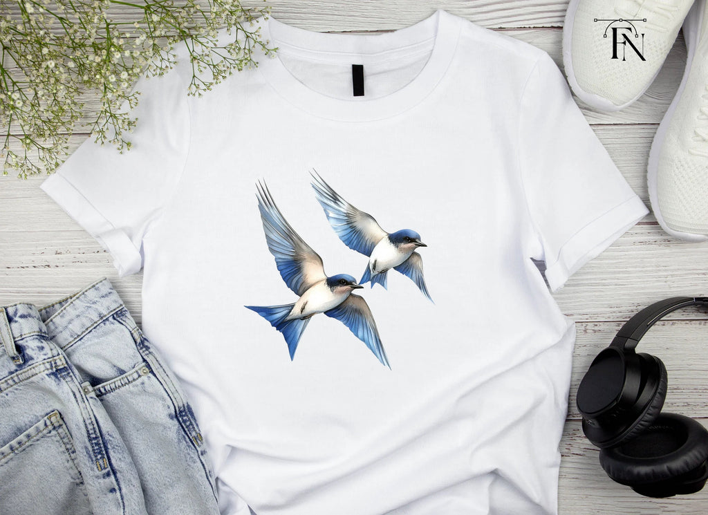 Graceful Blue Swallows Clipart Bundle