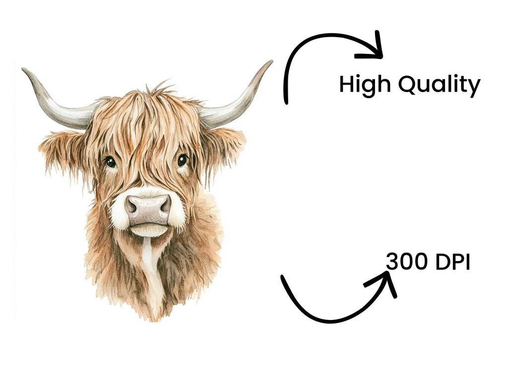Cute Highland Cow Clipart Bundle
