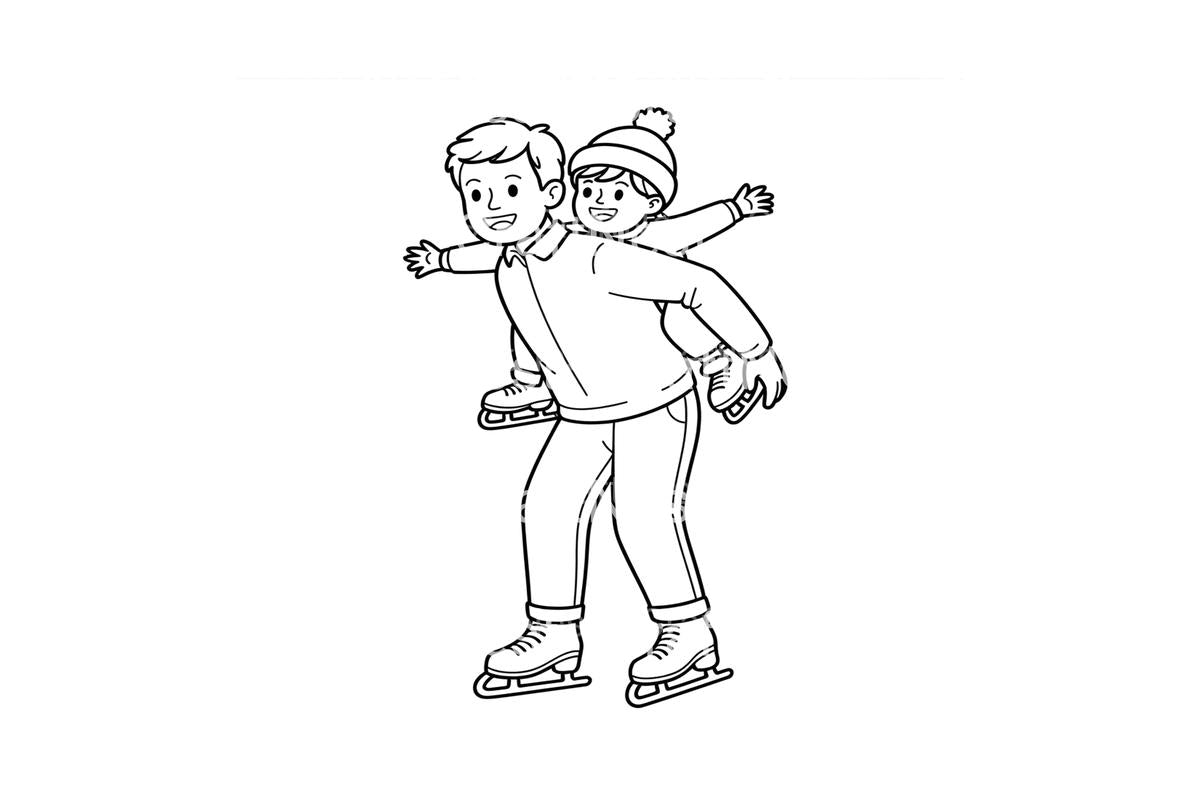 Father and Son Ice Skating Fun Coloring Books