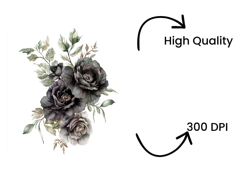 Moody Black Rose Clipart Bundle