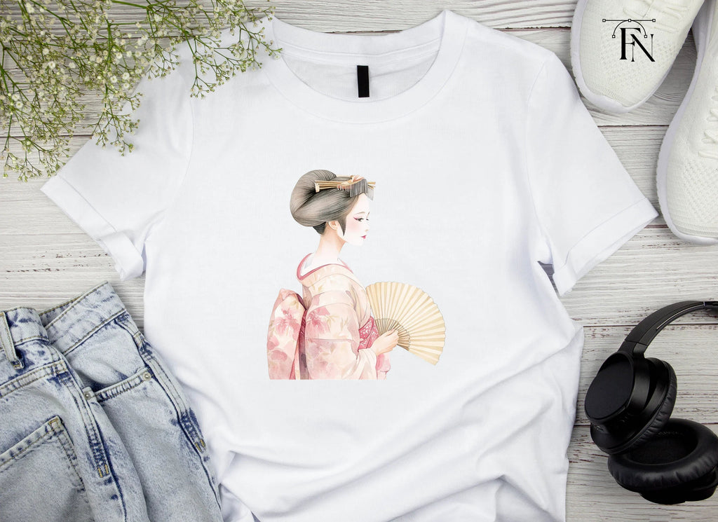Vibrant Geisha with Fans Clipart Bundle