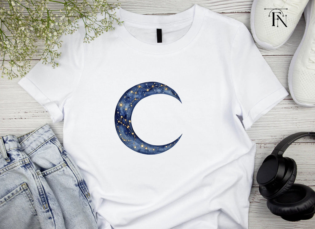 Mystical Blue Moon Constellation Clipart Bundle