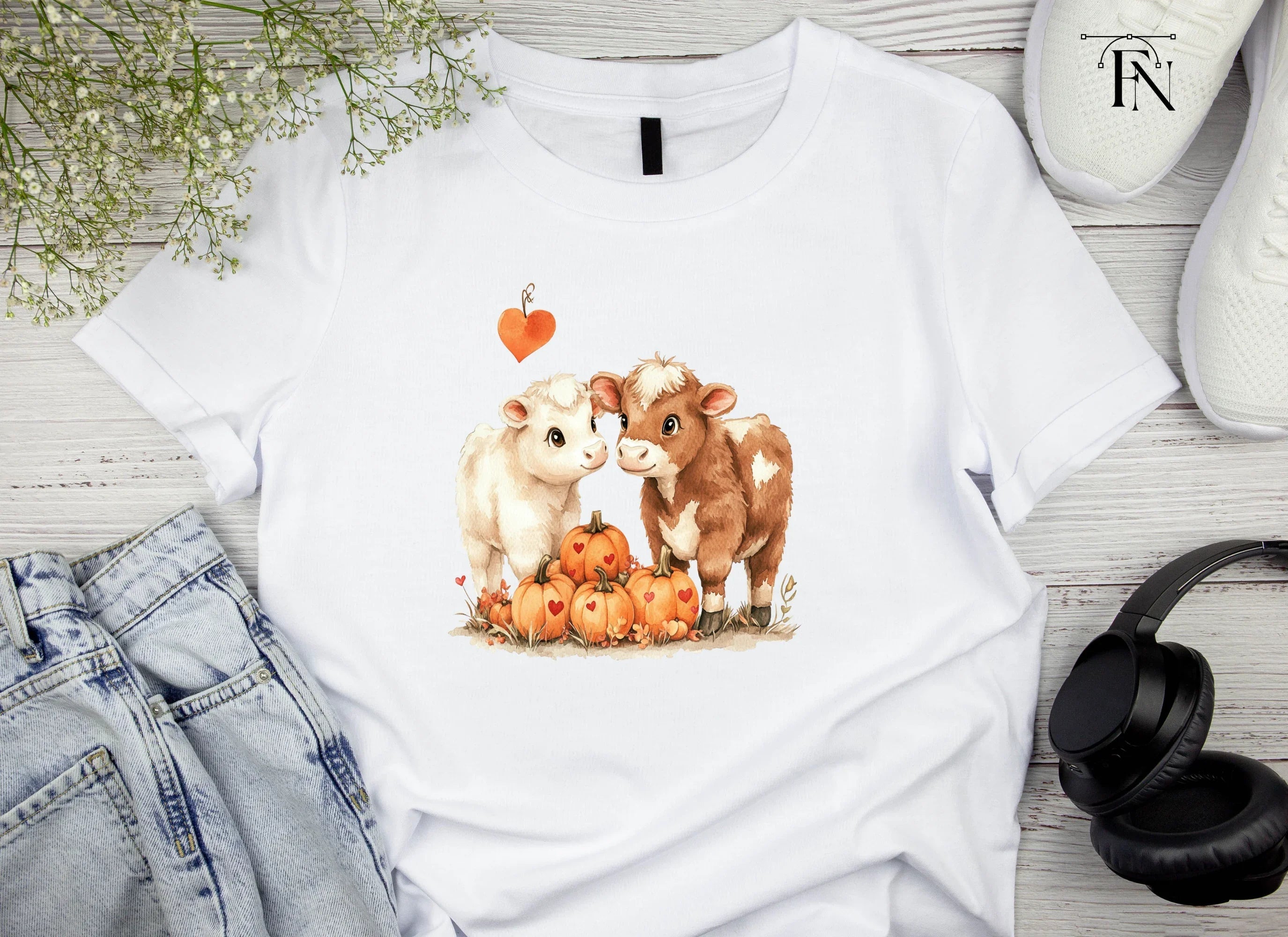 Autumn Cow and Pumpkin Clipart Bundle