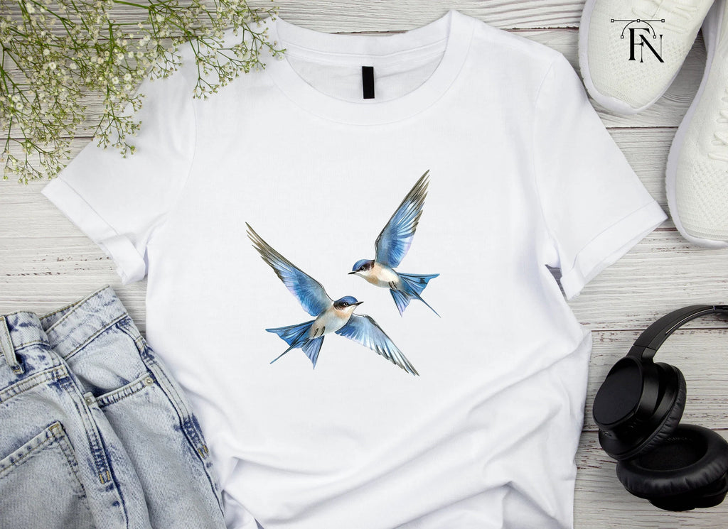Flying Blue Birds Clipart Bundle